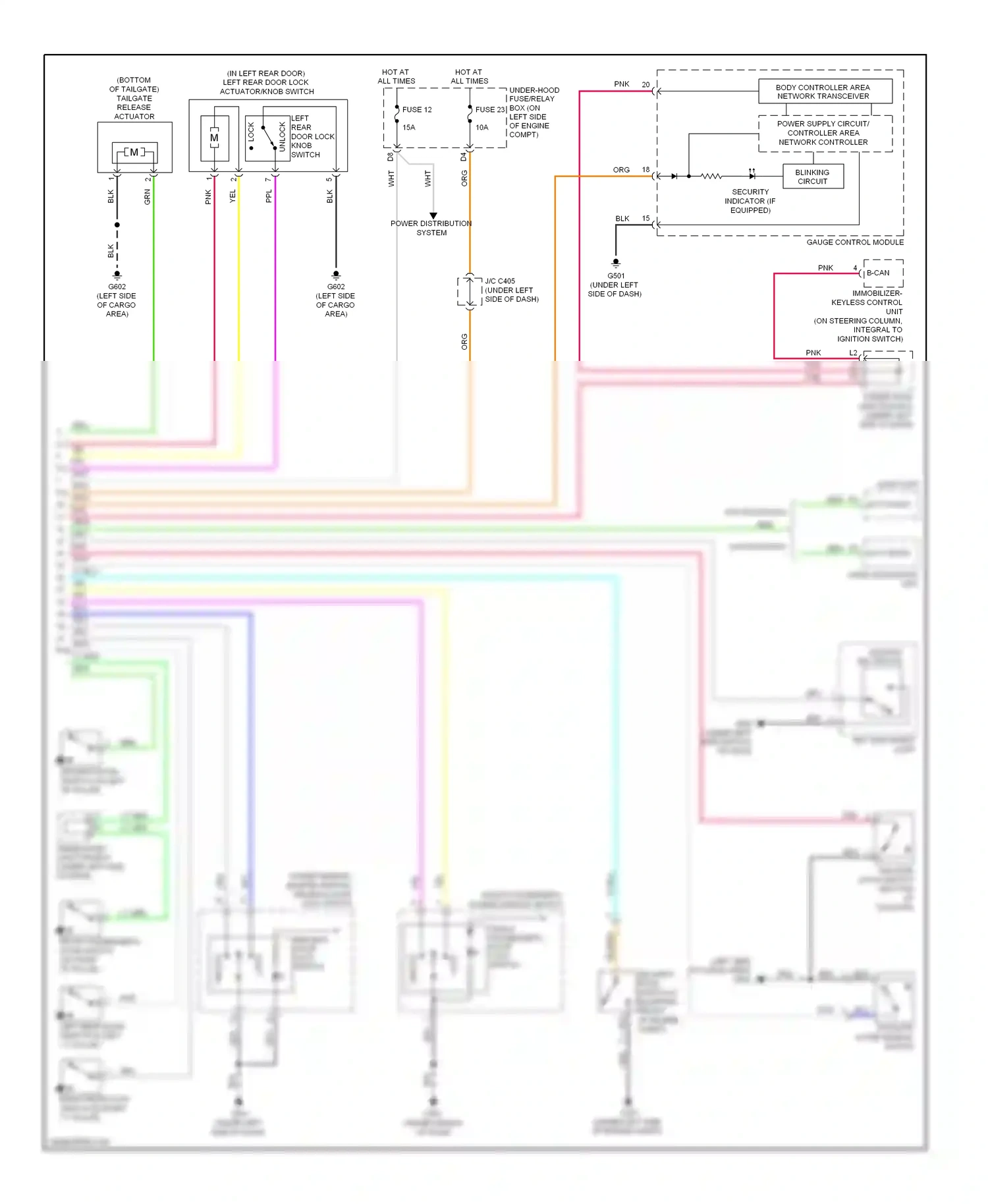 Wiring diagram immobilizer keyless control unit for Honda CR-V III facelift (2009-2012) (1 of 3)