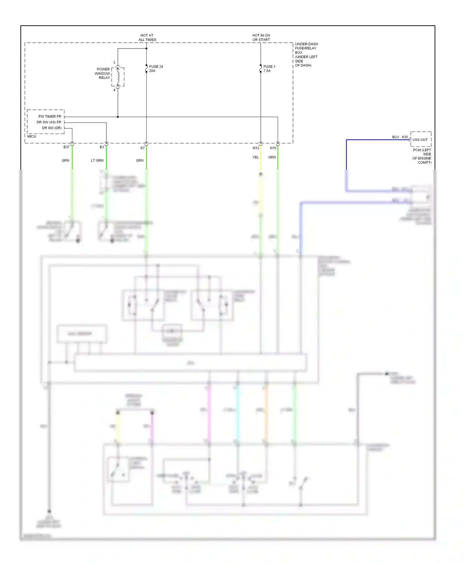Wiring diagram interior light switch off open close for Honda CR-V III facelift (2009-2012) (1 of 1)