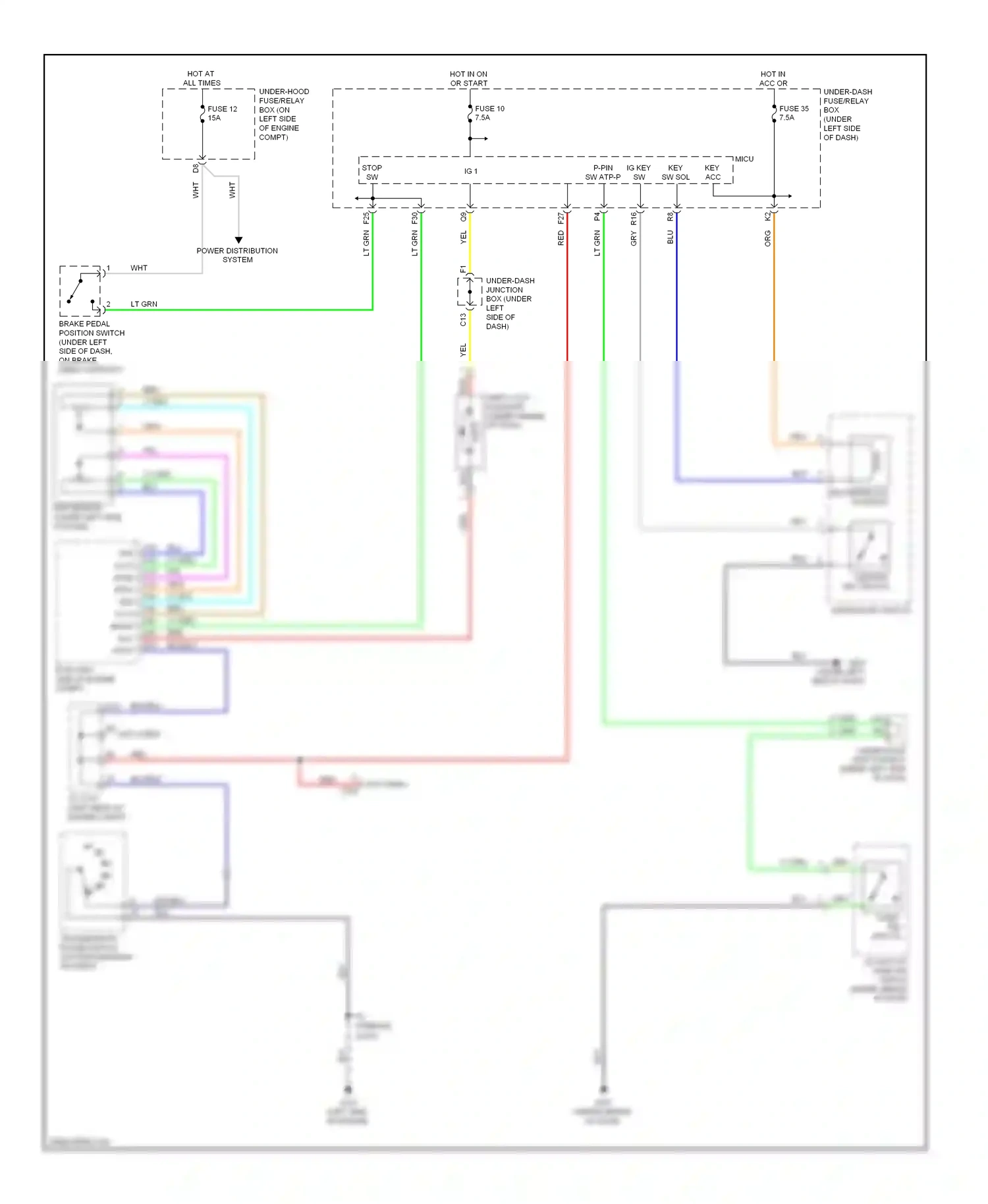 Wiring diagram key interlock solenoid for Honda CR-V III facelift (2009-2012) (1 of 1)
