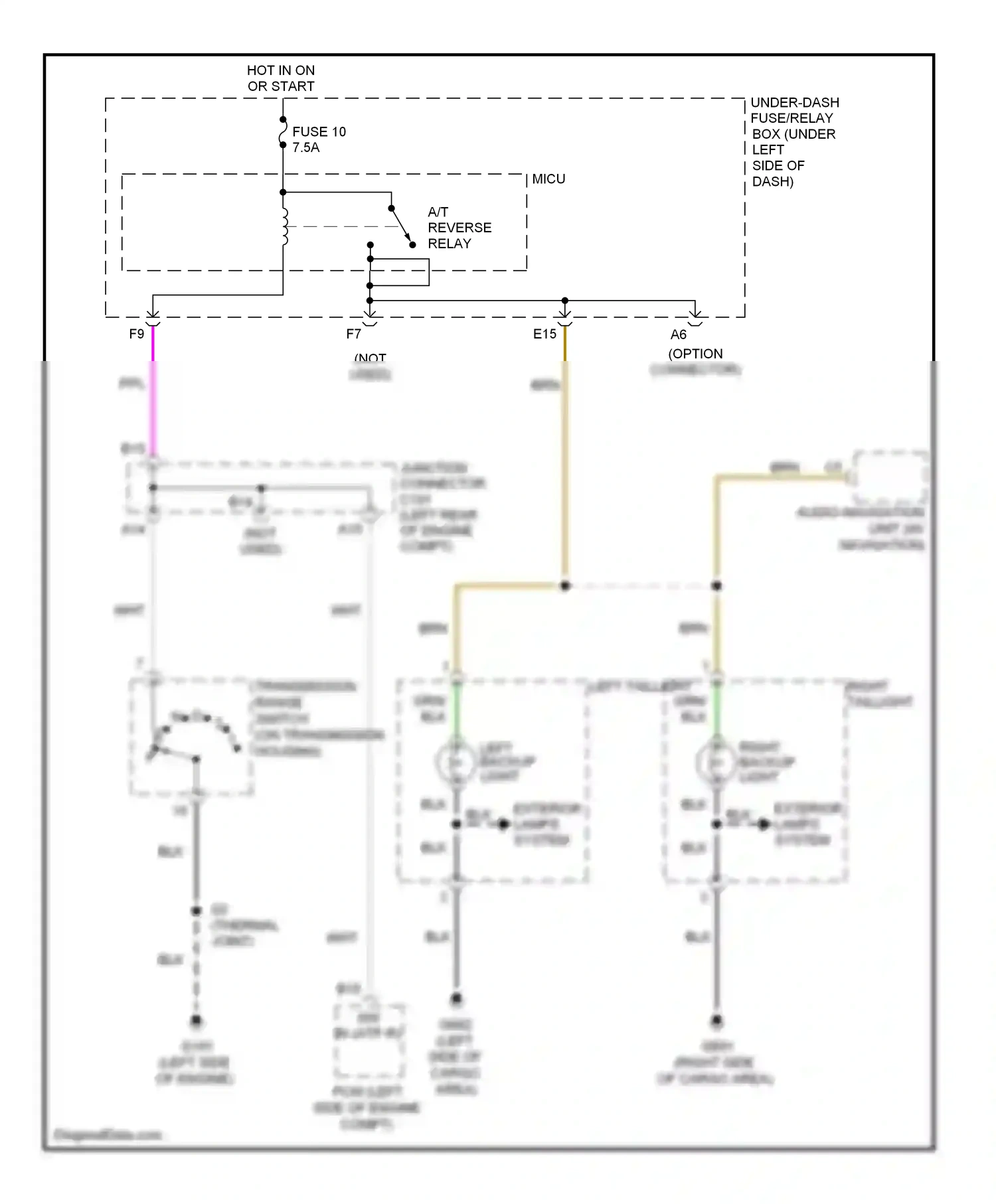 Wiring diagram left backup light for Honda CR-V III facelift (2009-2012) (1 of 2)