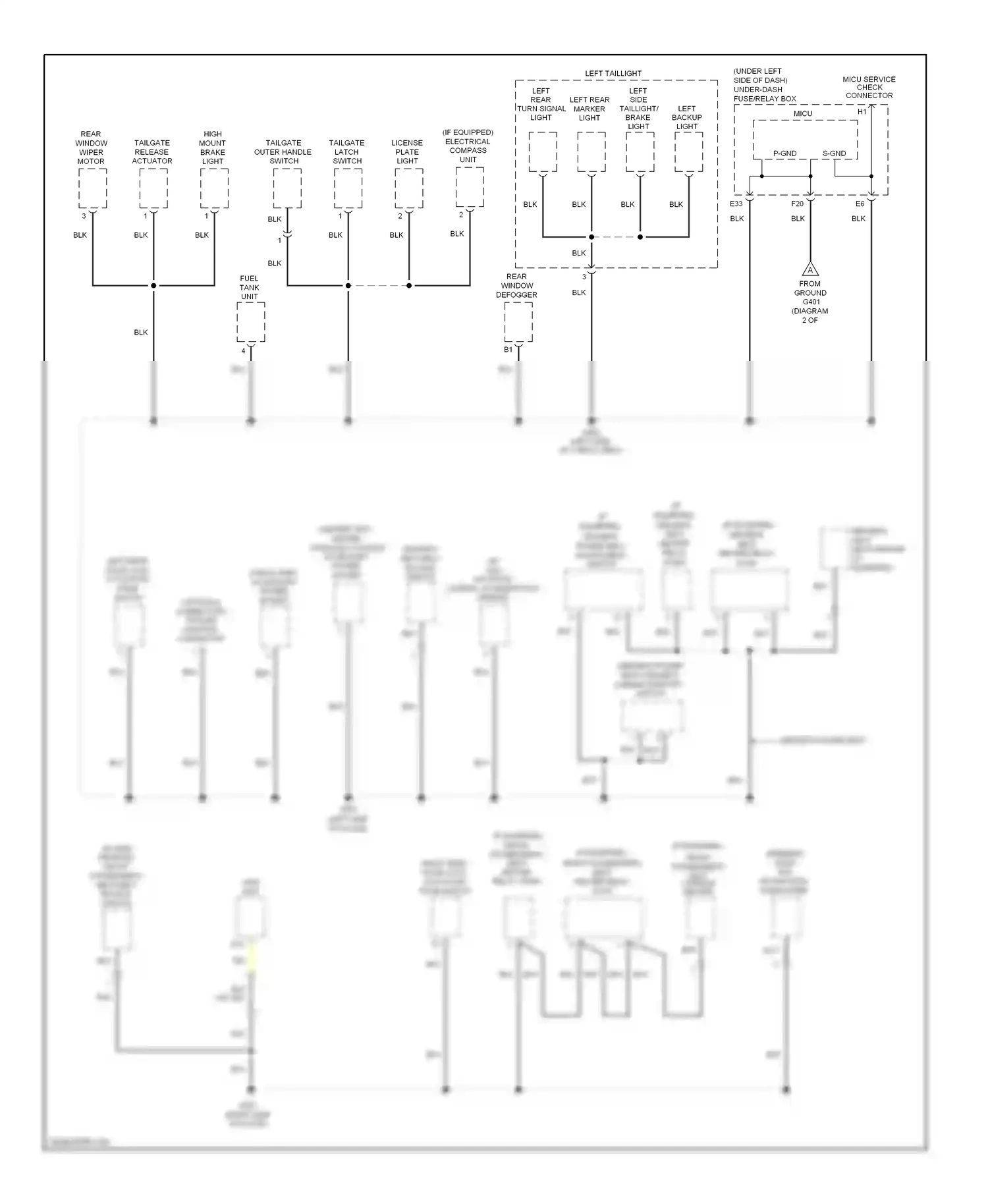Wiring diagram left taillight for Honda CR-V III facelift (2009-2012) (3 of 3)