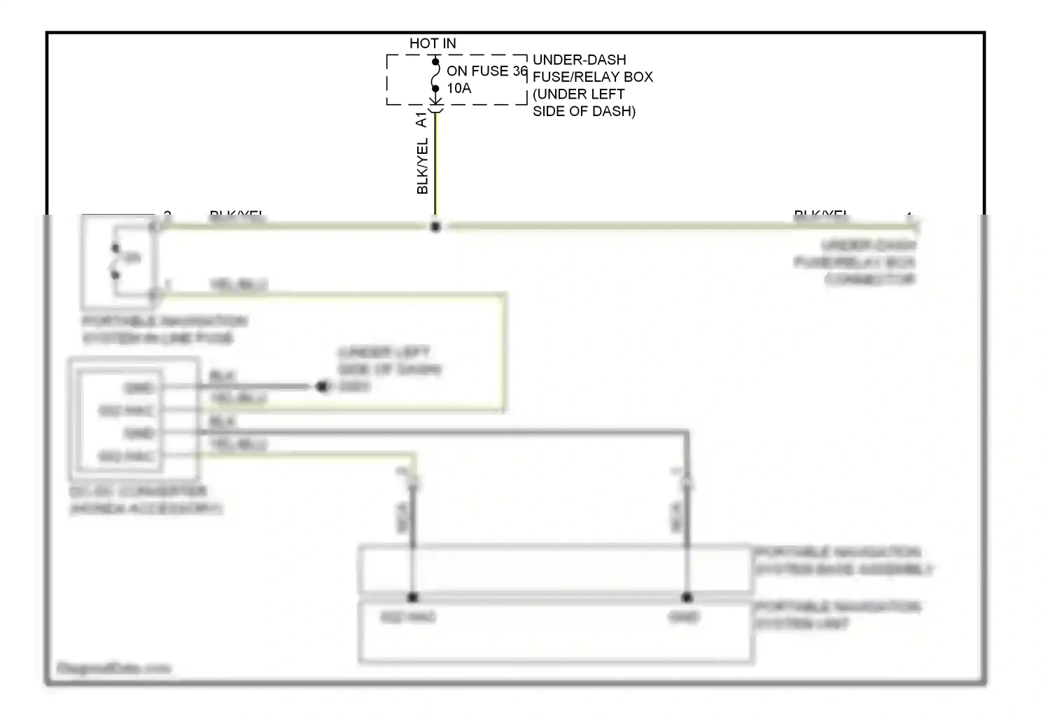 Wiring diagram portable navigation system unit for Honda CR-V III facelift (2009-2012) (1 of 1)