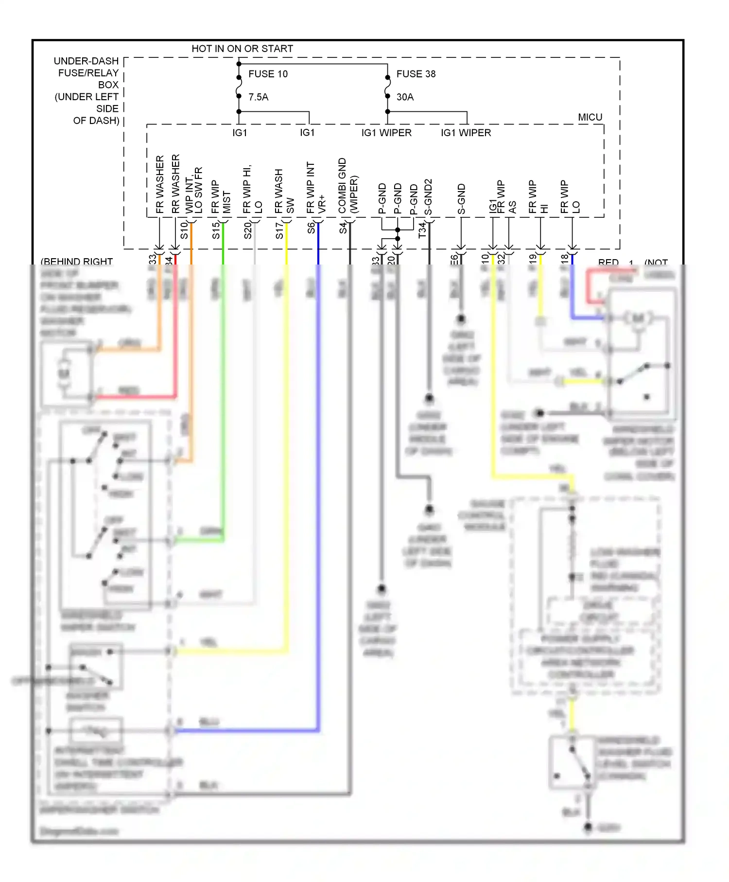 Wiring diagram windshield wiper switch for Honda CR-V III facelift (2009-2012) (1 of 1)