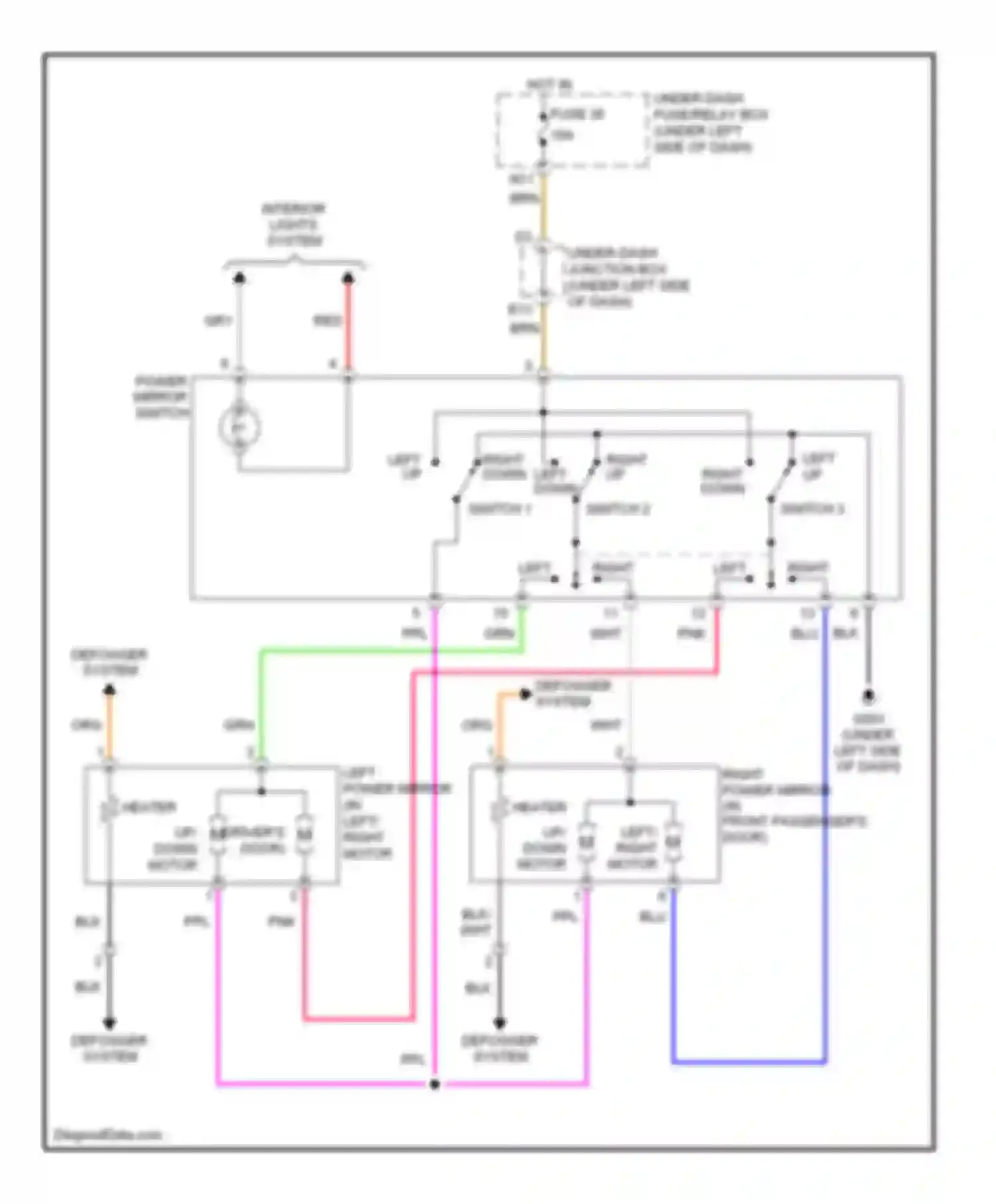 CR-V Honda III (2006-2009): Power mirrors circuit, without auto dimming inside mirror