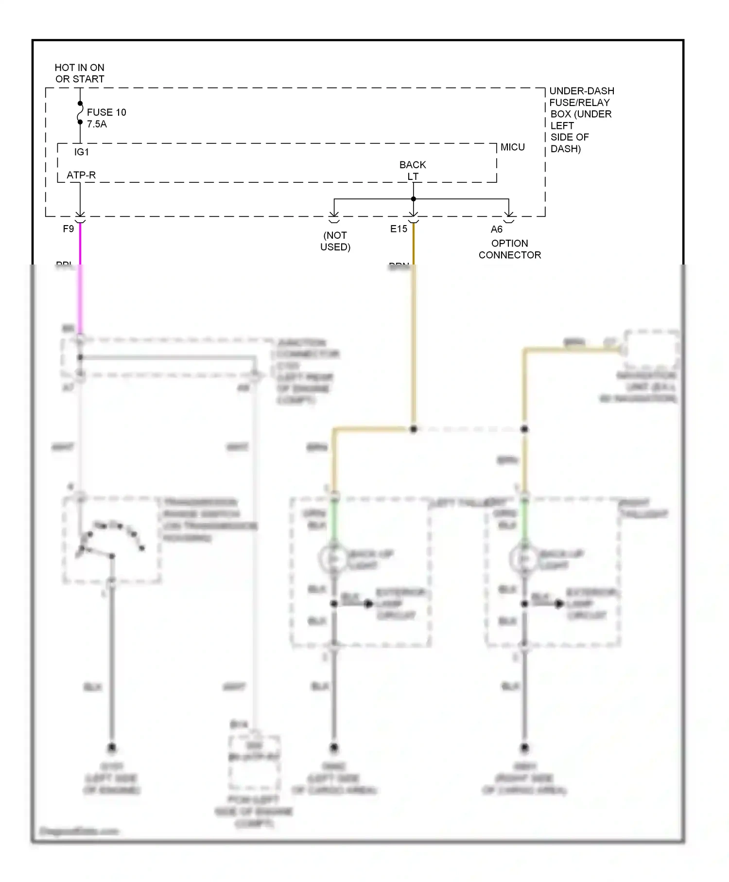 Wiring diagram back- up light for Honda CR-V III (2006-2009) (1 of 3)