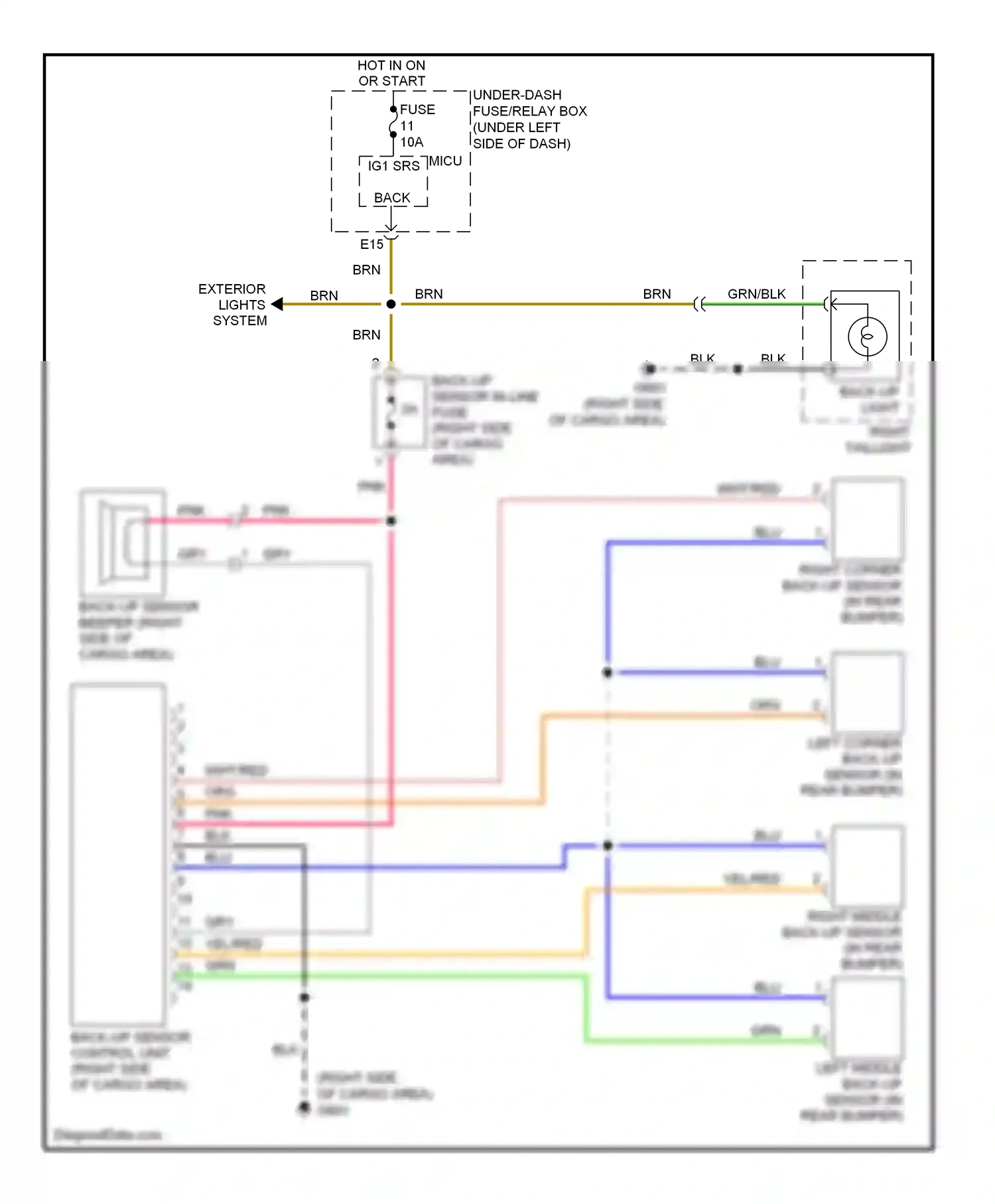 Wiring diagram back- up light for Honda CR-V III (2006-2009) (3 of 3)