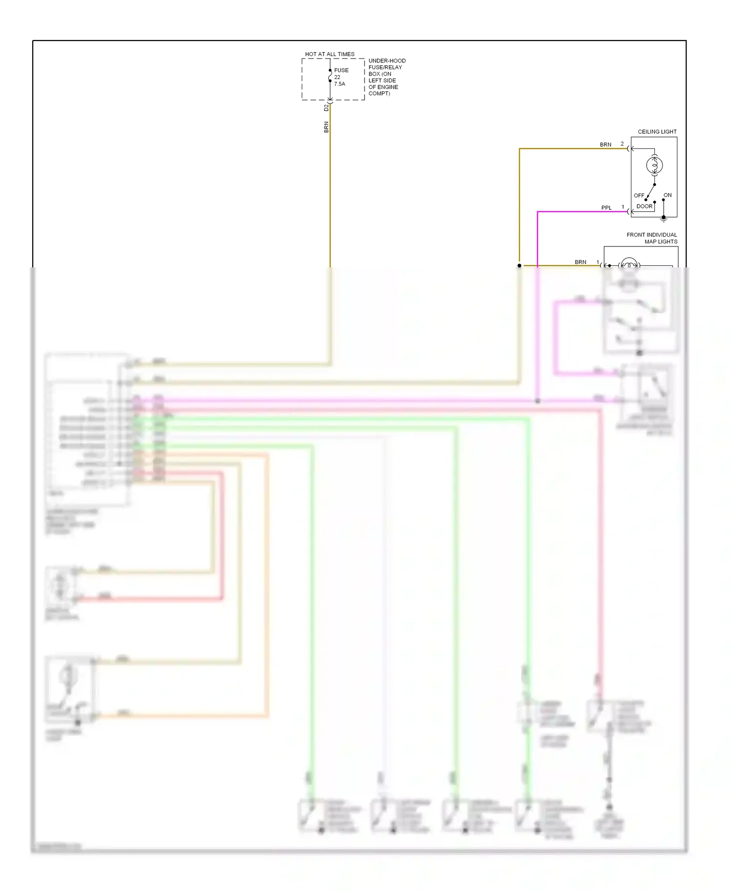Wiring diagram ceiling light for Honda CR-V III (2006-2009) (1 of 2)