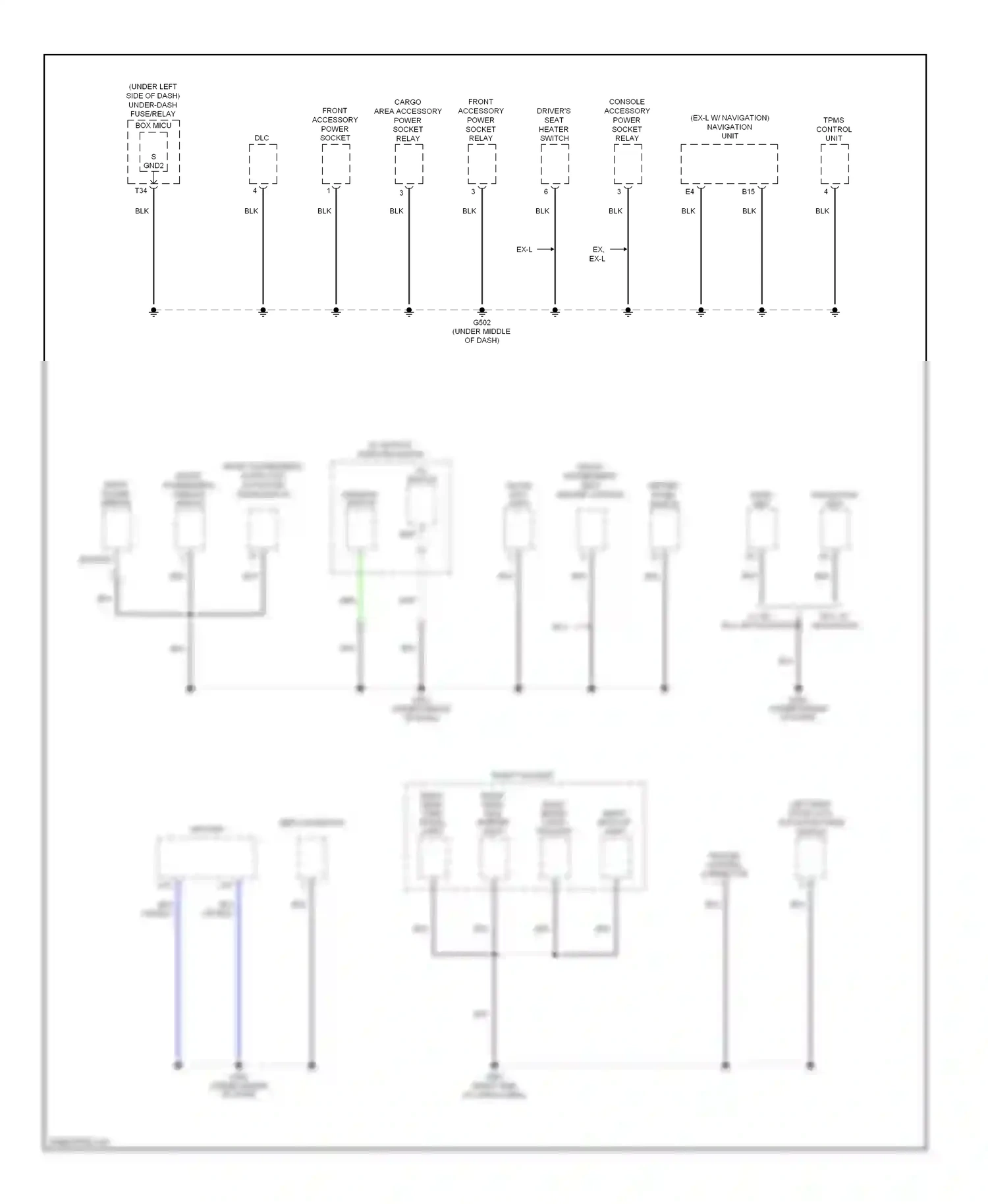 Wiring diagram front passenger's window switch for Honda CR-V III (2006-2009) (2 of 4)