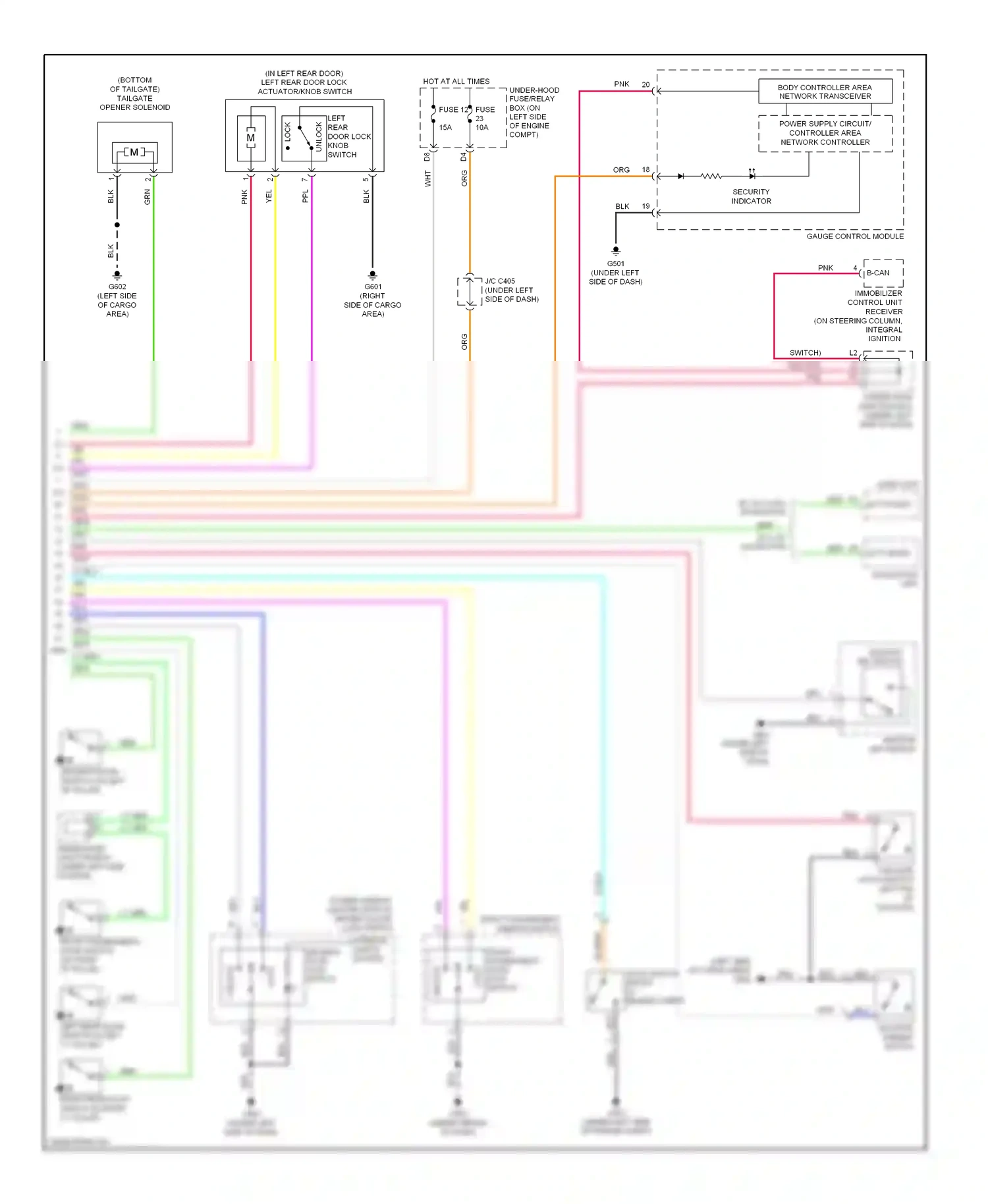 Wiring diagram front passenger's window switch for Honda CR-V III (2006-2009) (1 of 4)