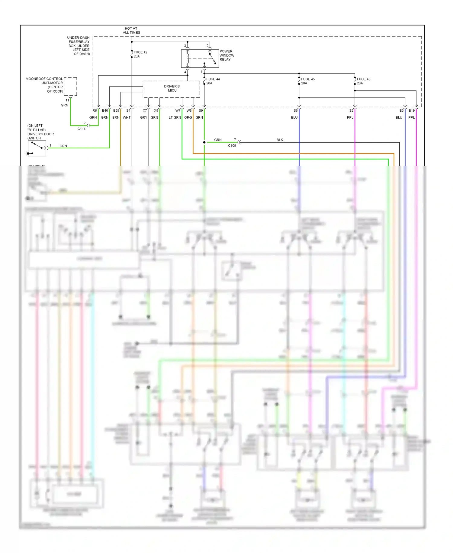 Honda CR-V IV (2011-2015) front passenger's switch wiring diagram  (1 of 1)