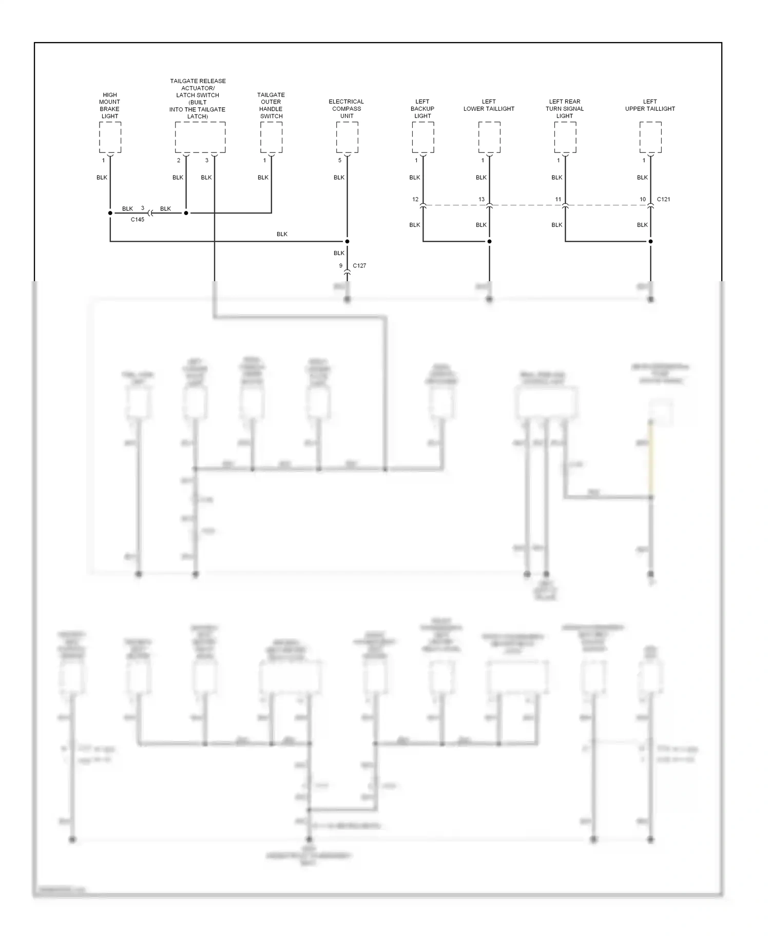 Honda CR-V IV (2011-2015) tailgate outer handle switch wiring diagram  (2 of 4)