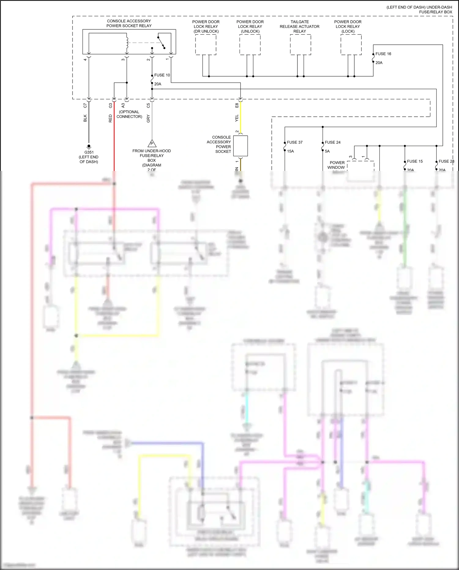 Wiring diagram console accessory power socket for Honda CR-V V facelift (2019-2024) (4 of 5)