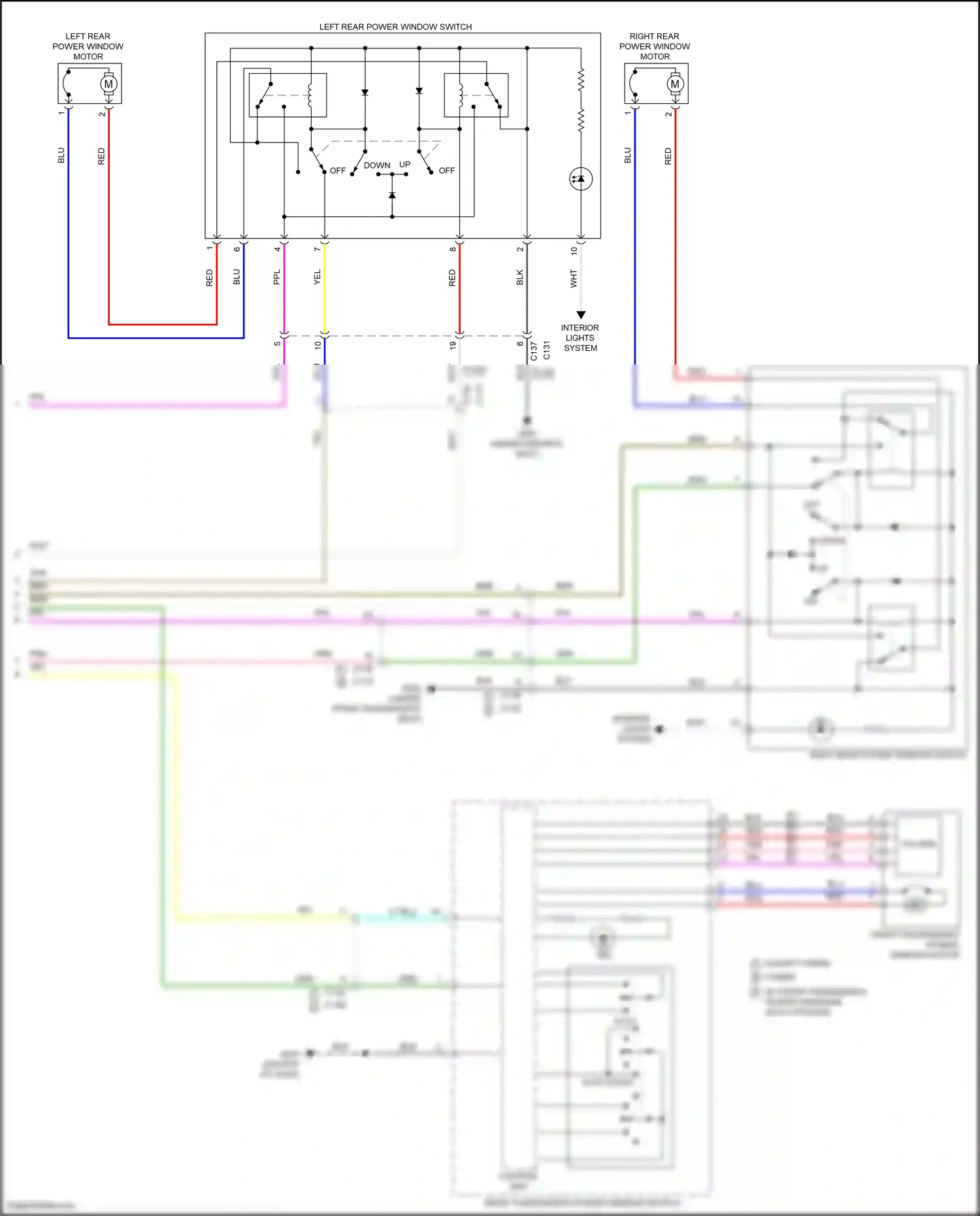 Wiring diagram front passenger's power window switch for Honda CR-V V facelift (2019-2024) (10 of 13)