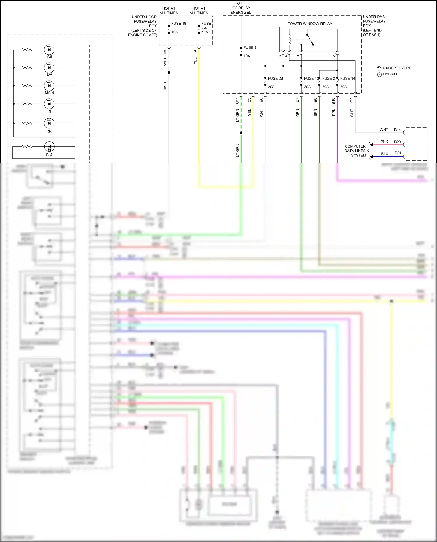 Wiring diagram front passenger's switch for Honda CR-V V facelift (2019-2024) (1 of 1)