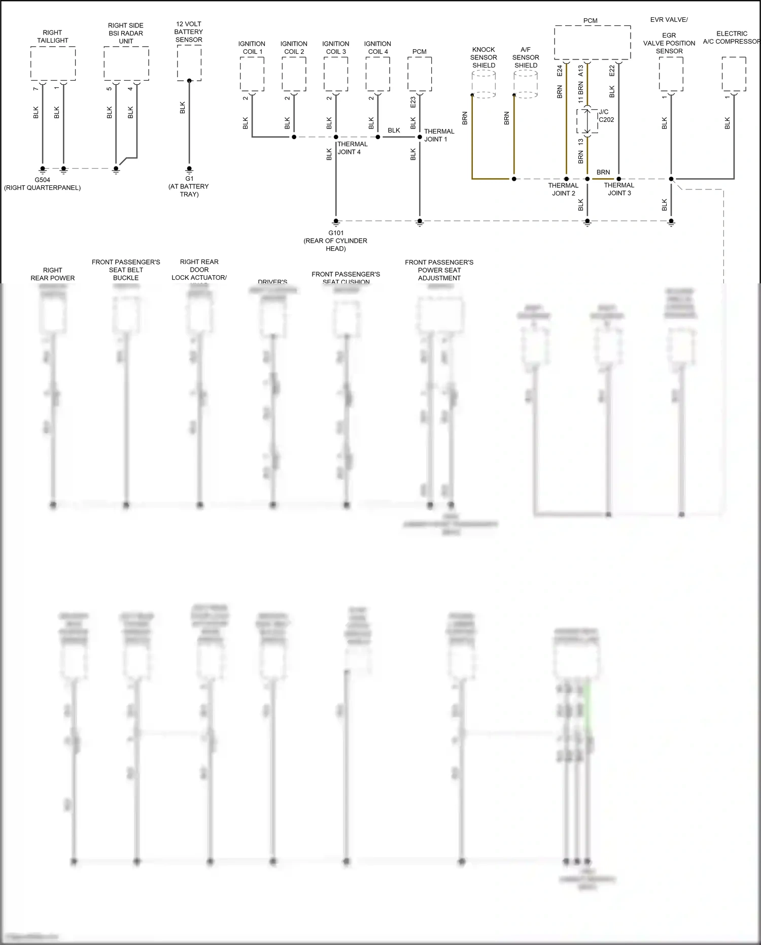 Wiring diagram knock sensor shield for Honda CR-V V facelift (2019-2024) (2 of 2)
