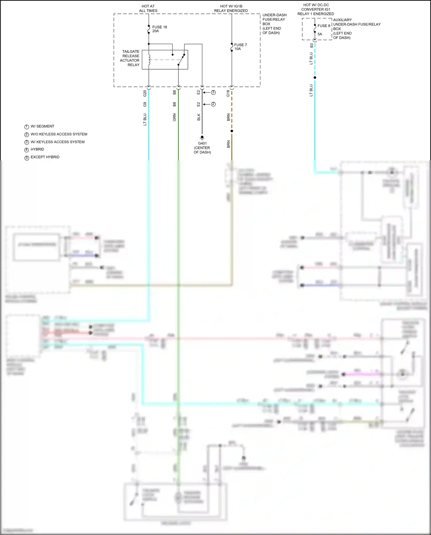 Wiring diagram tailgate latch switch for Honda CR-V V facelift (2019-2024) (2 of 3)