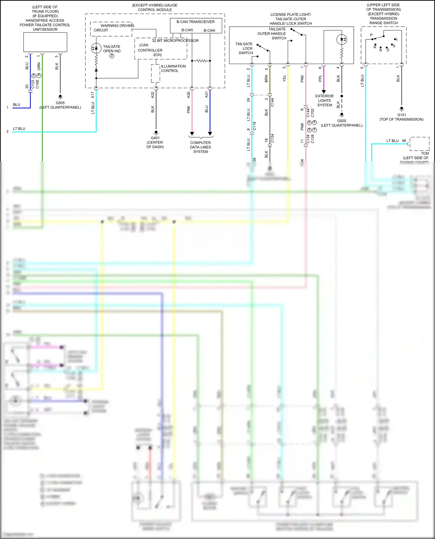 Wiring diagram tailgate lock switch for Honda CR-V V facelift (2019-2024) (1 of 2)