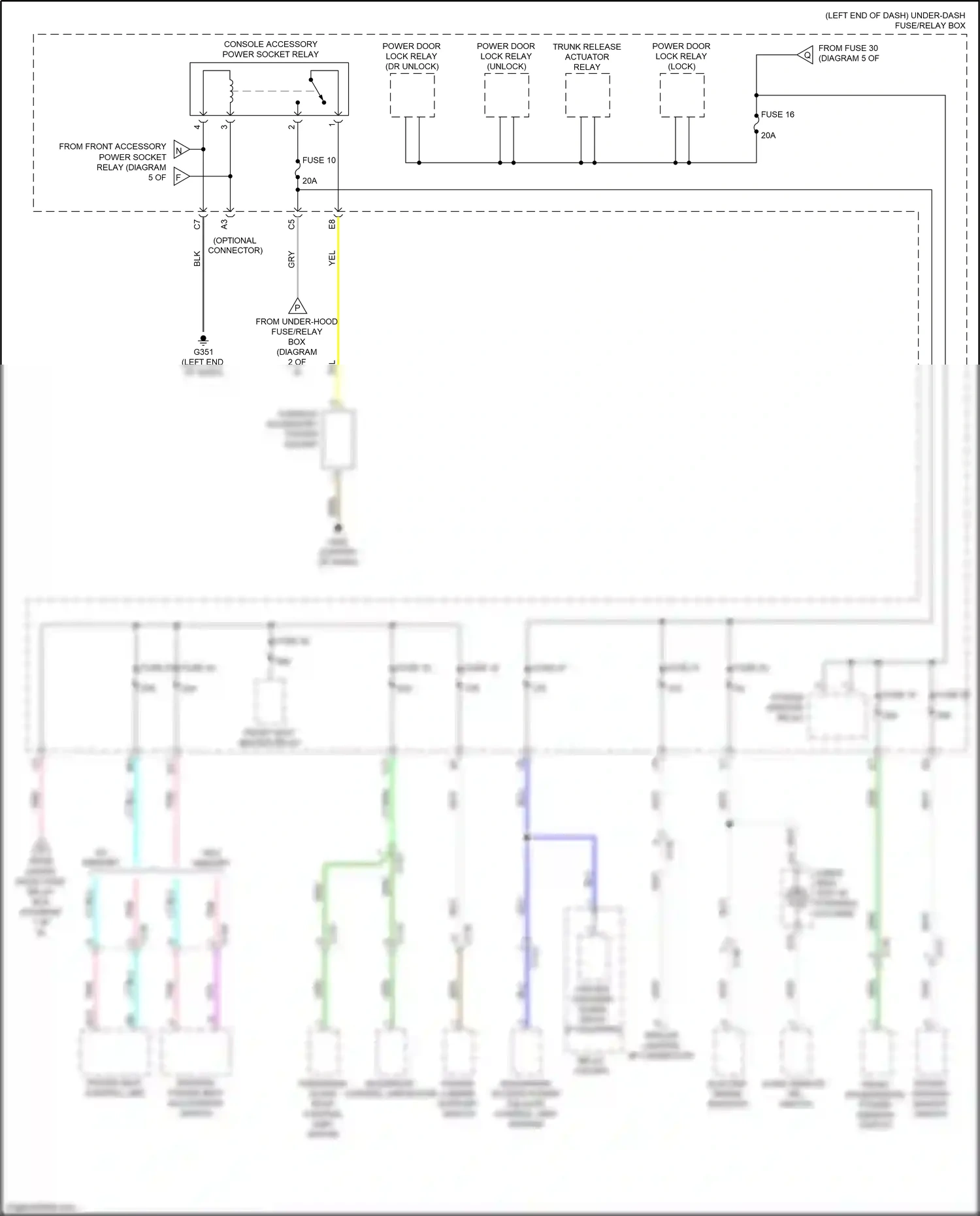 Wiring diagram console accessory power socket relay for Honda CR-V V (2016-2022) (3 of 4)