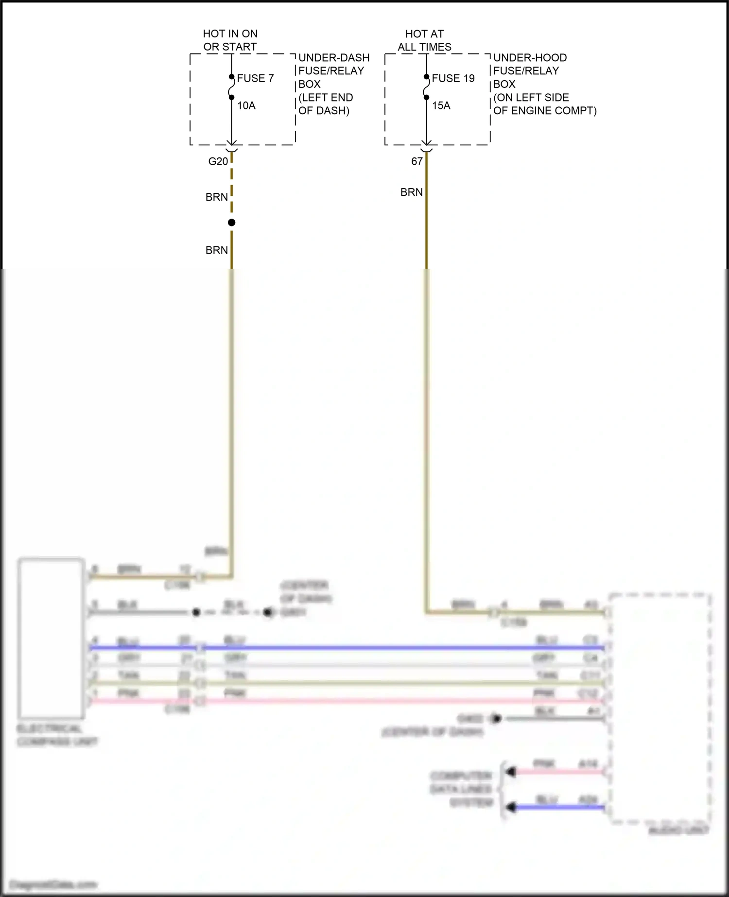 Wiring diagram electrical compass unit for Honda CR-V V (2016-2022) (1 of 3)