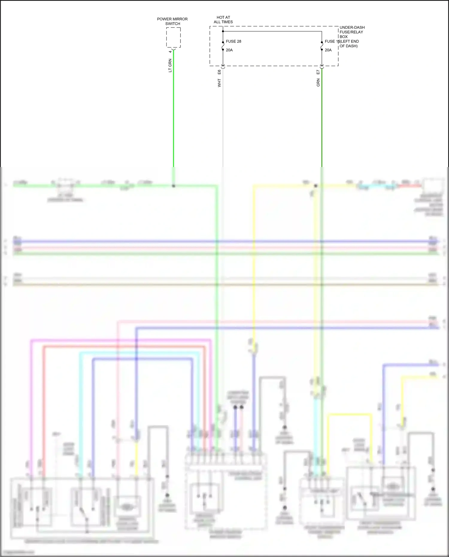 Wiring diagram front passenger's power window switch for Honda CR-V V (2016-2022) (1 of 8)