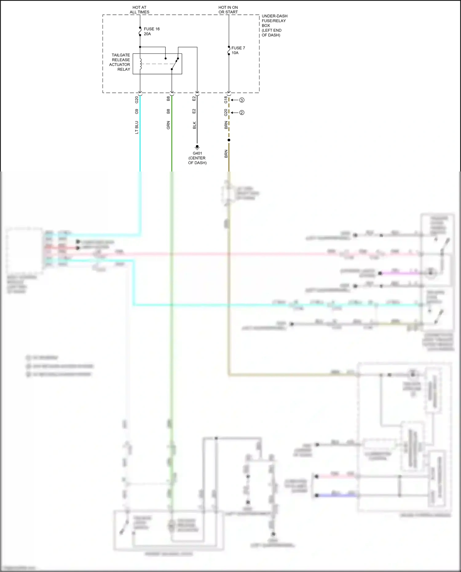 Wiring diagram tailgate lock switch for Honda CR-V V (2016-2022) (1 of 1)