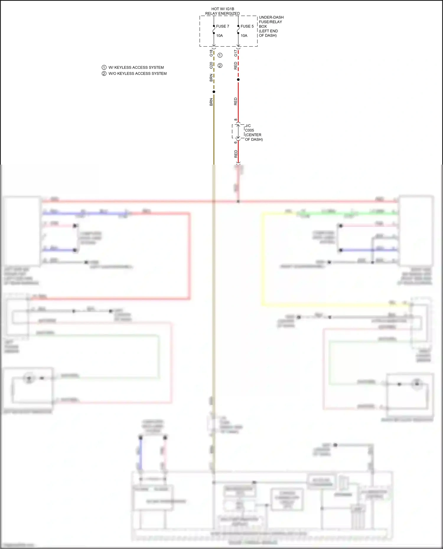 Wiring diagram w/ keyless access system w/o keyless access system for Honda CR-V V (2016-2022) (1 of 12)