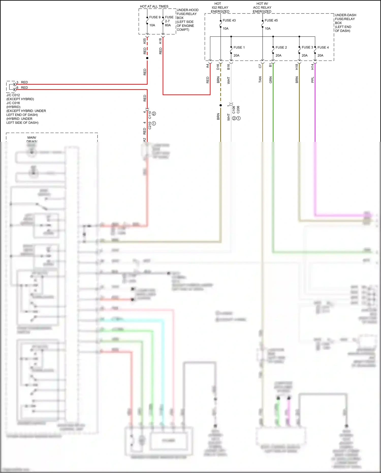 Wiring diagram driver's switch for Honda CR-V VI (2022-2024) (2 of 2)