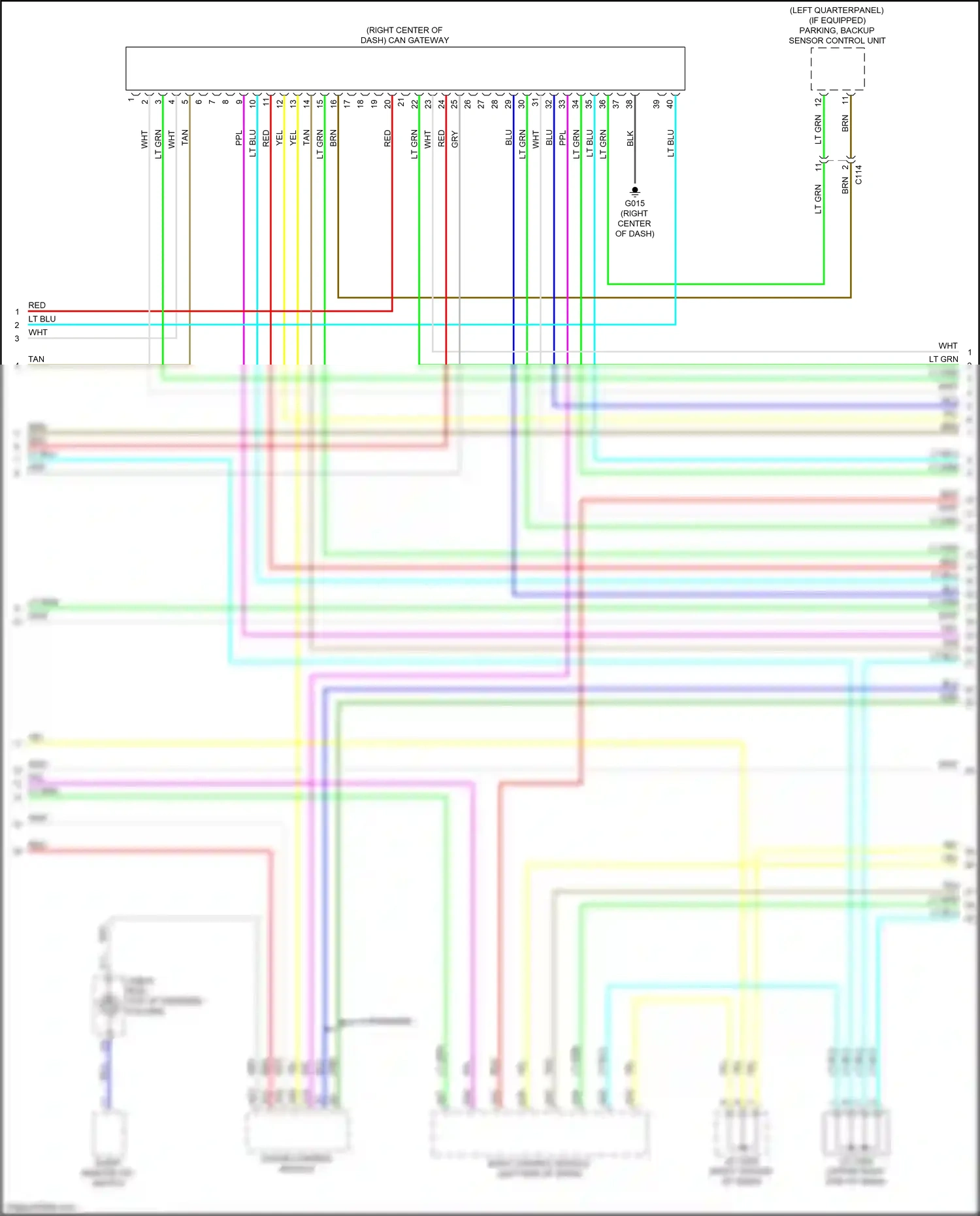 Wiring diagram parking, backup sensor control unit for Honda CR-V VI (2022-2024) (1 of 7)
