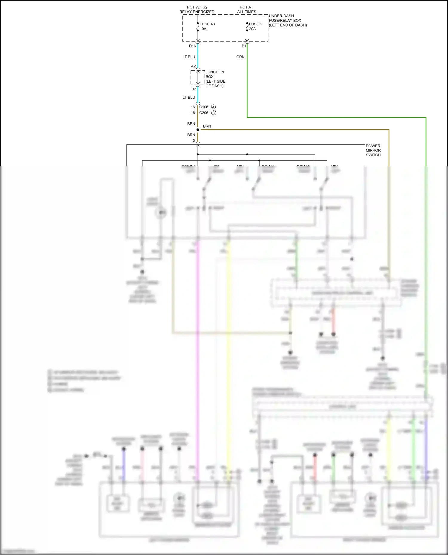 Wiring diagram power windows system for Honda CR-V VI (2022-2024) (1 of 1)
