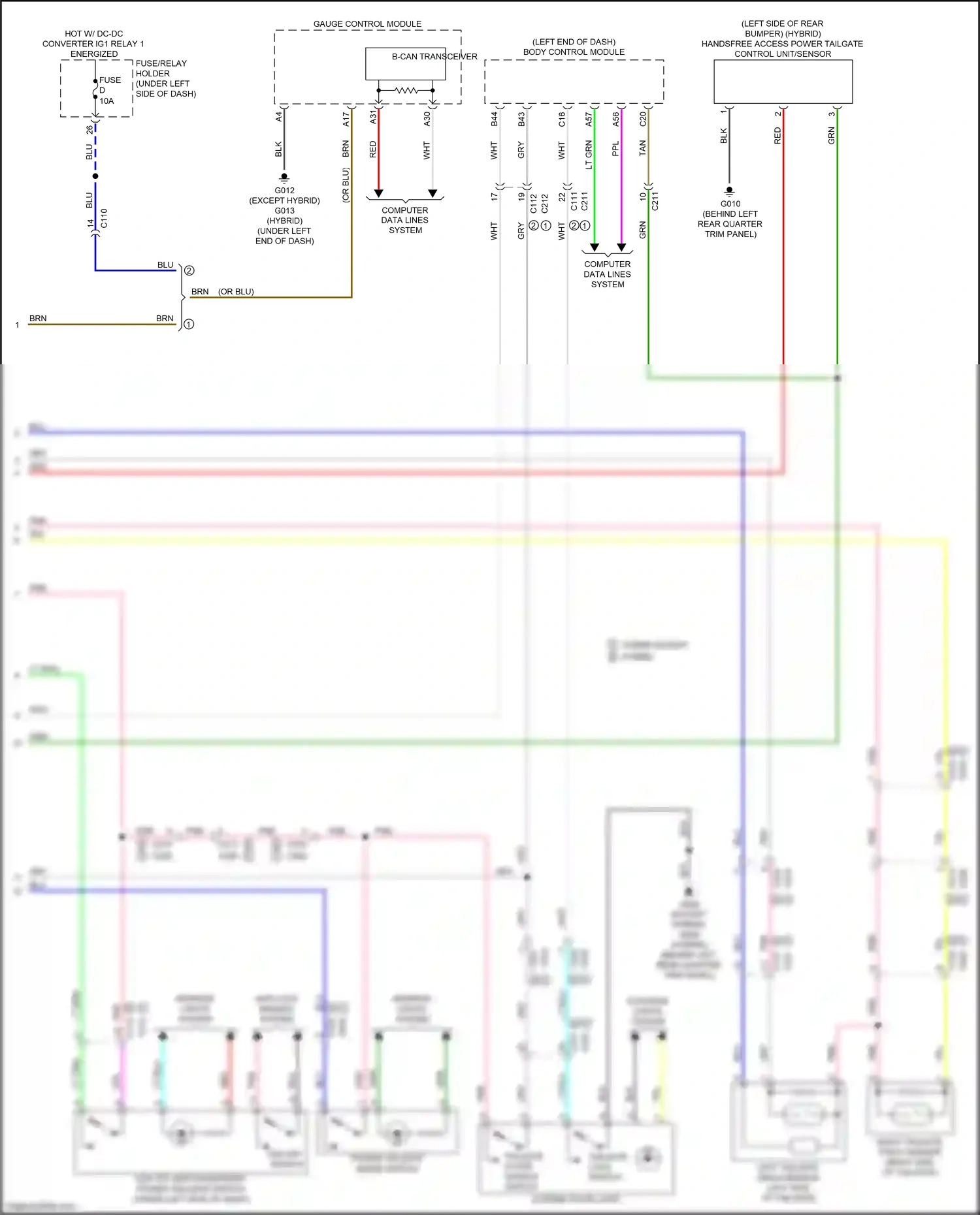 Wiring diagram tailgate lock switch for Honda CR-V VI (2022-2024) (1 of 2)