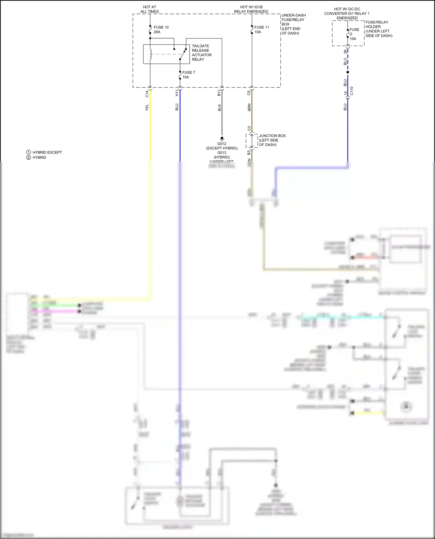 Wiring diagram tailgate lock switch for Honda CR-V VI (2022-2024) (2 of 2)