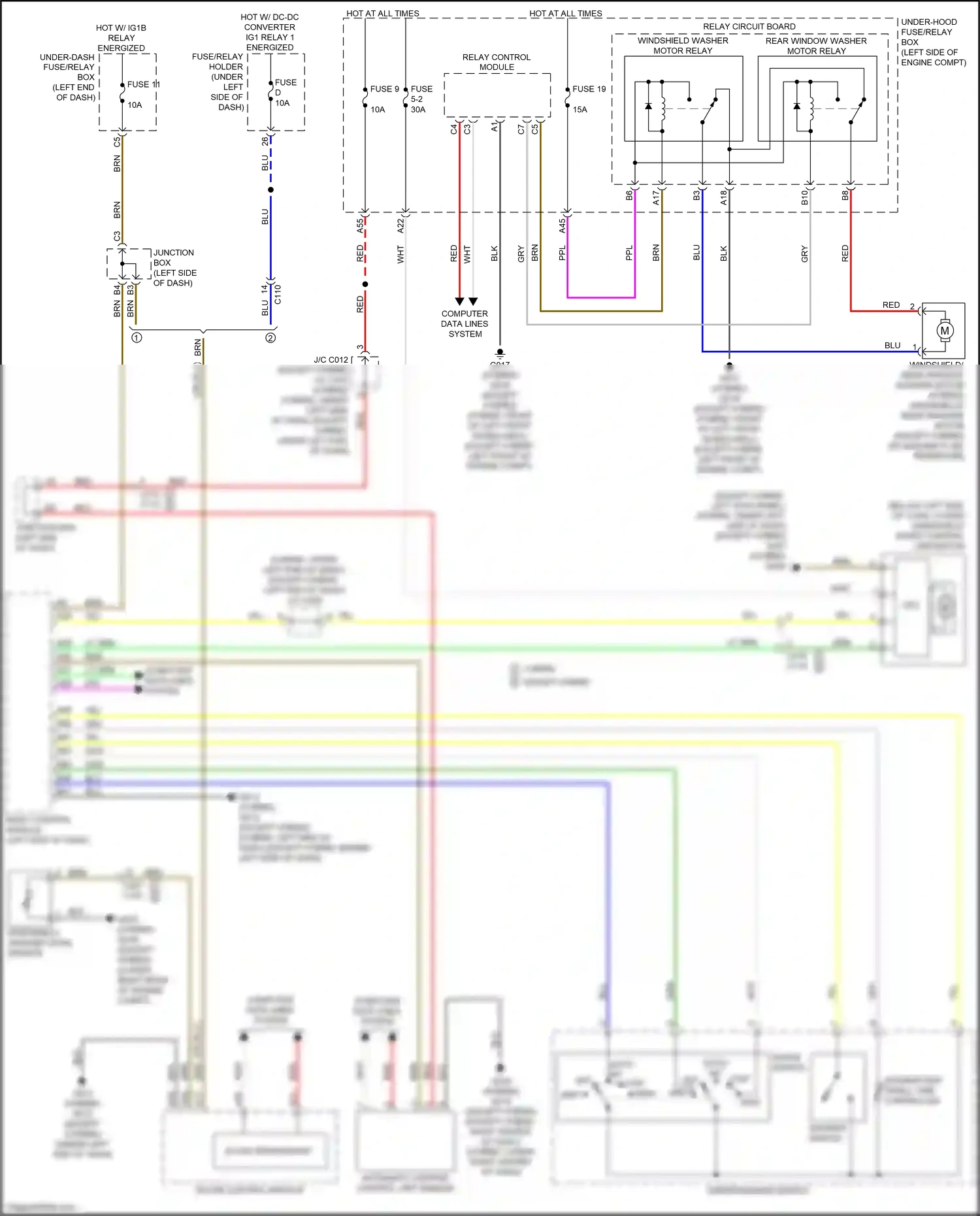 Wiring diagram windshield washer level sensor for Honda CR-V VI (2022-2024) (1 of 1)