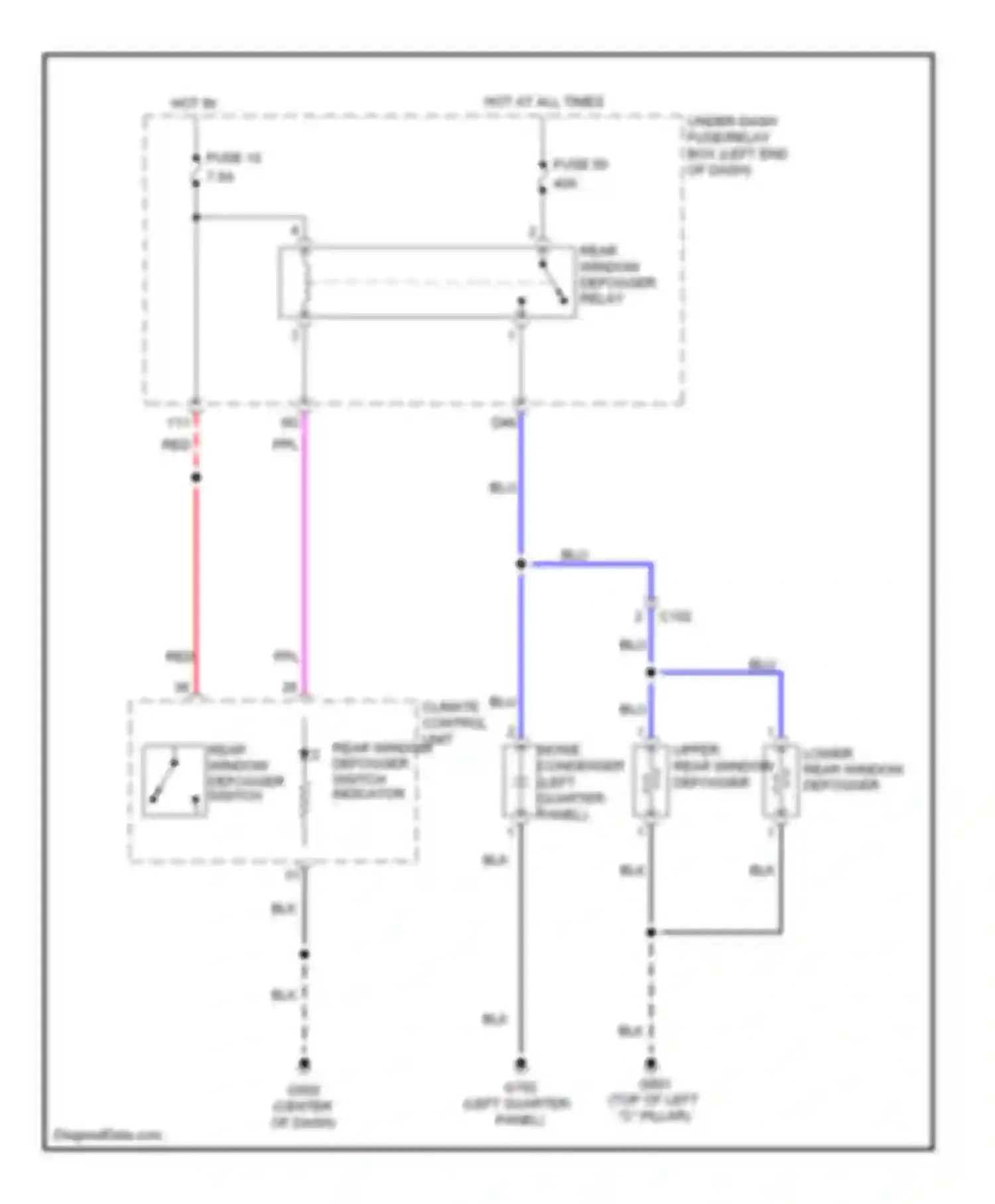 CR-Z Honda I (2010-2016): Defoggers circuit, without power mirror defogger