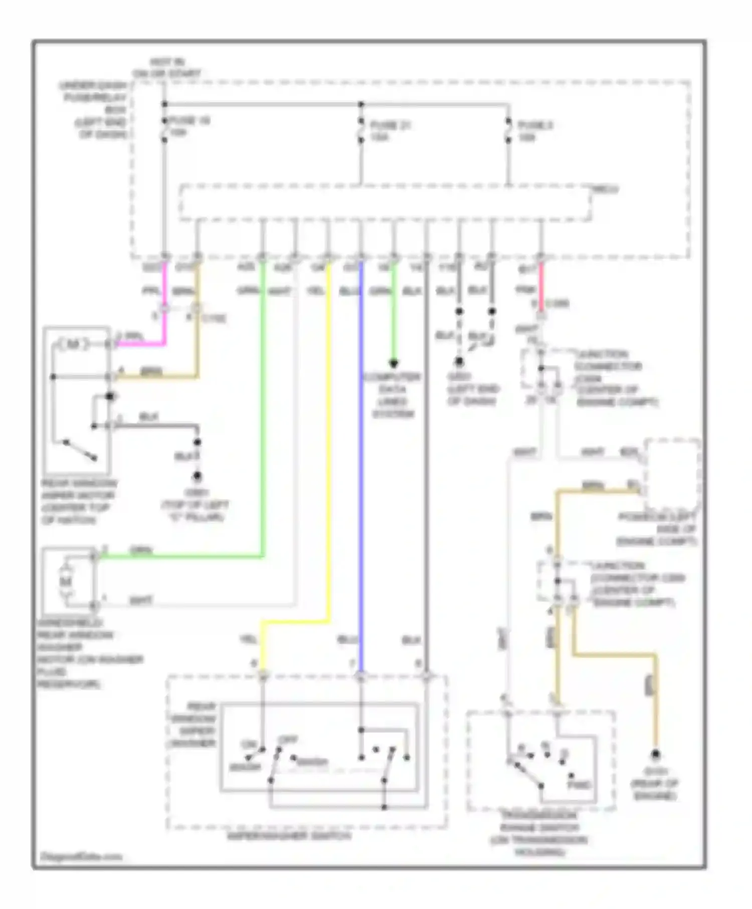 CR-Z Honda I (2010-2016): Rear wiper/washer circuit