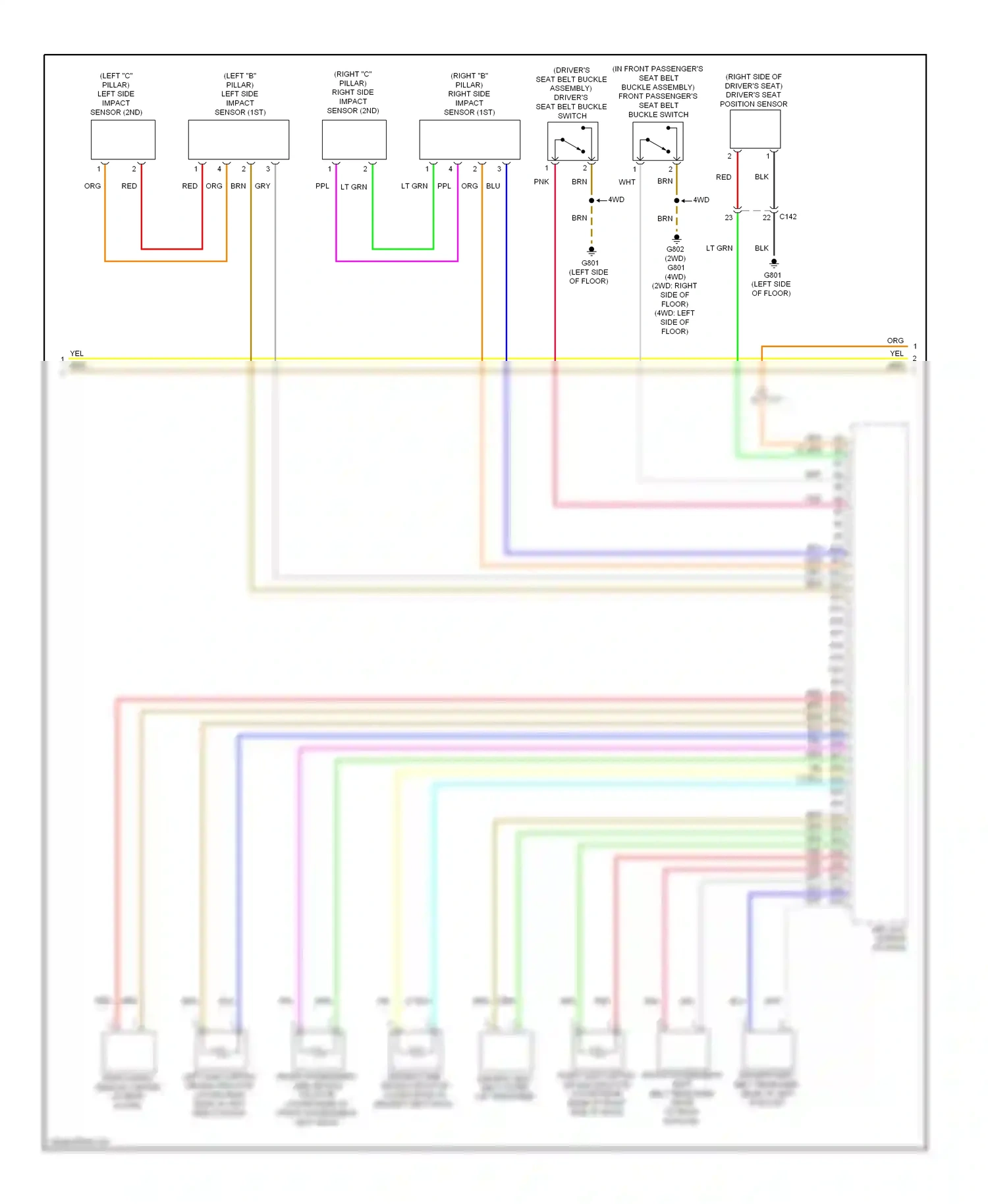 Wiring diagram driver's seat position sensor for Honda Crosstour I facelift (2012-2015) (2 of 3)