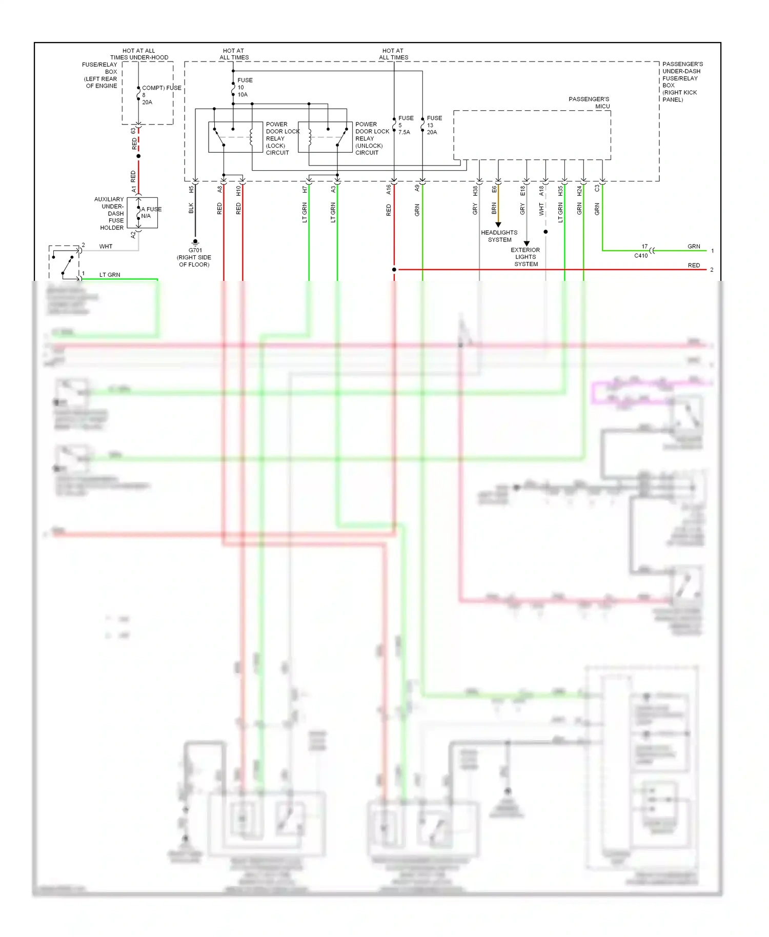 Wiring diagram front passenger's power window switch for Honda Crosstour I facelift (2012-2015) (4 of 7)
