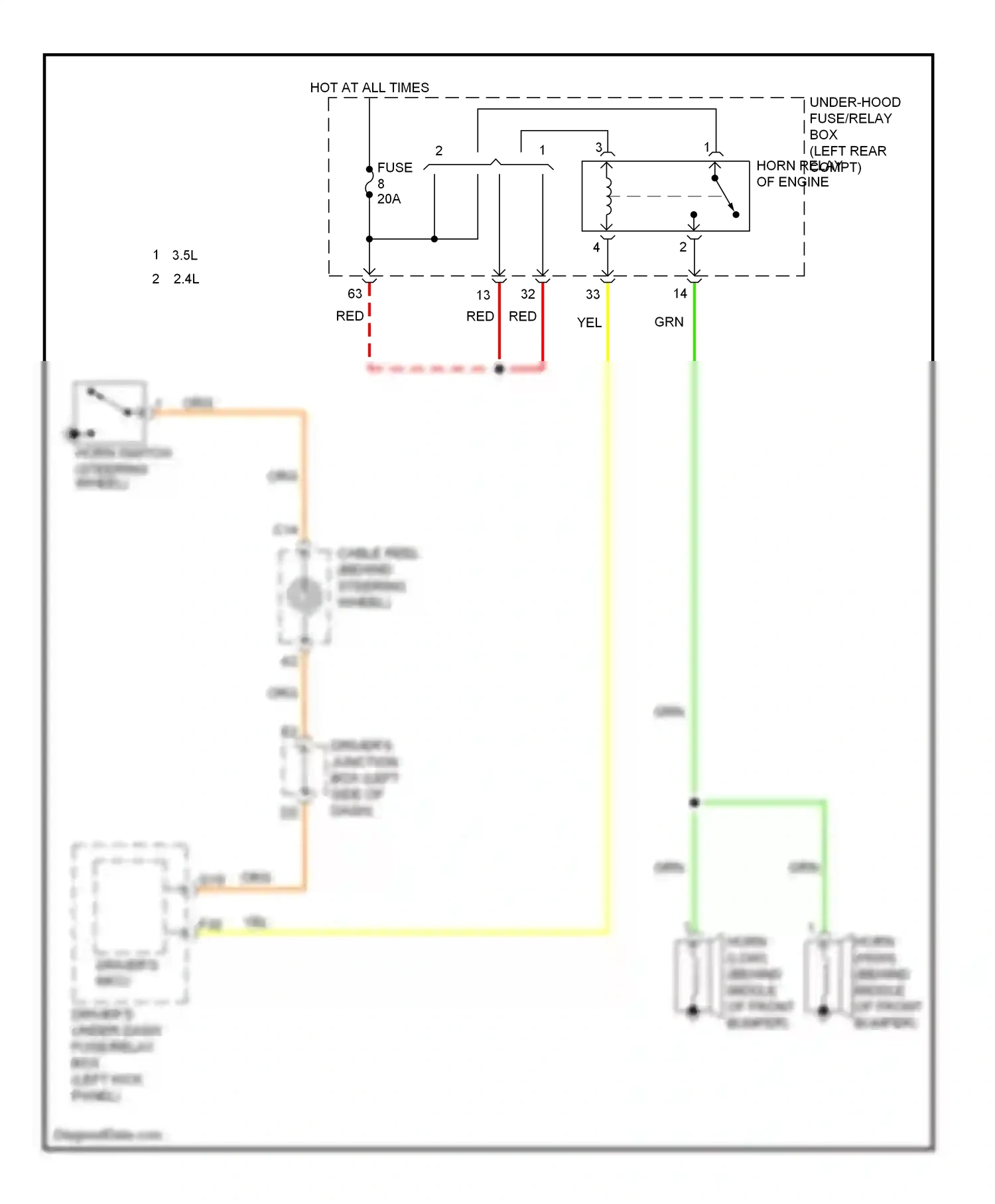 Wiring diagram horn switch for Honda Crosstour I facelift (2012-2015) (1 of 1)