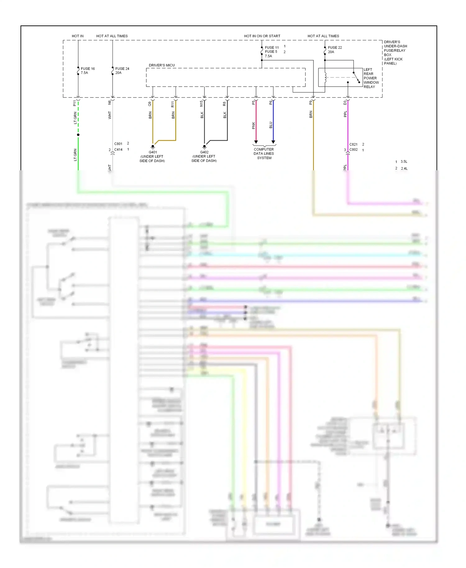 Wiring diagram left rear switch light for Honda Crosstour I facelift (2012-2015) (1 of 1)