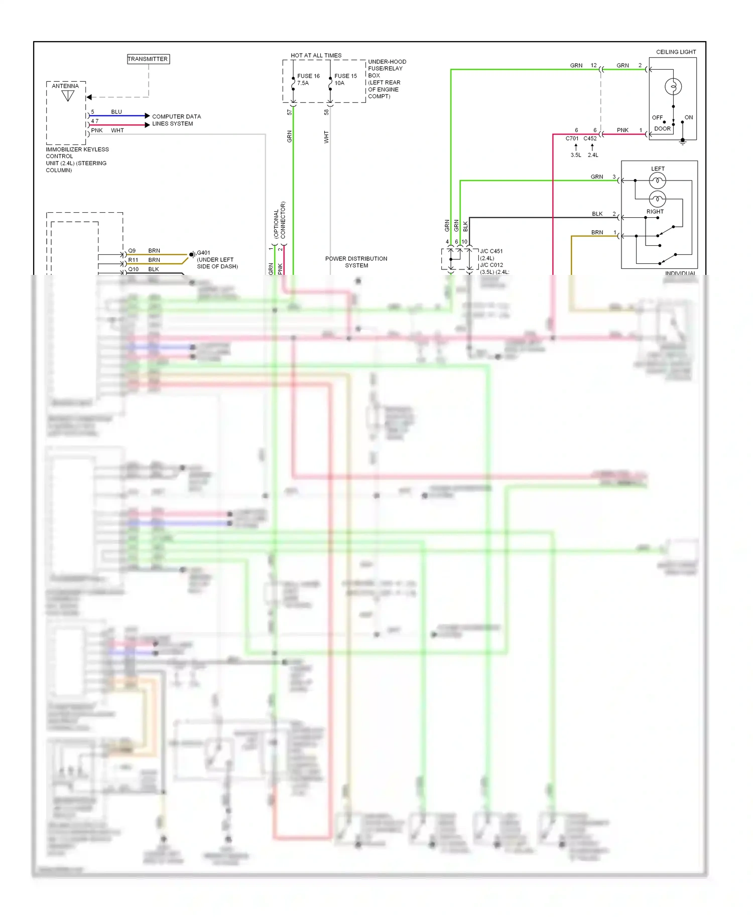 Wiring diagram power distribution system for Honda Crosstour I facelift (2012-2015) (7 of 13)