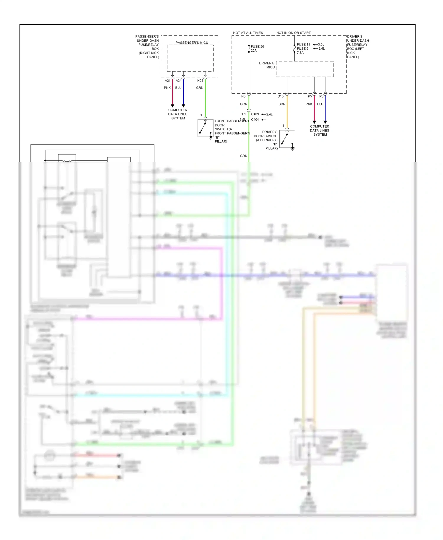 Wiring diagram power window master switch for Honda Crosstour I facelift (2012-2015) (4 of 4)