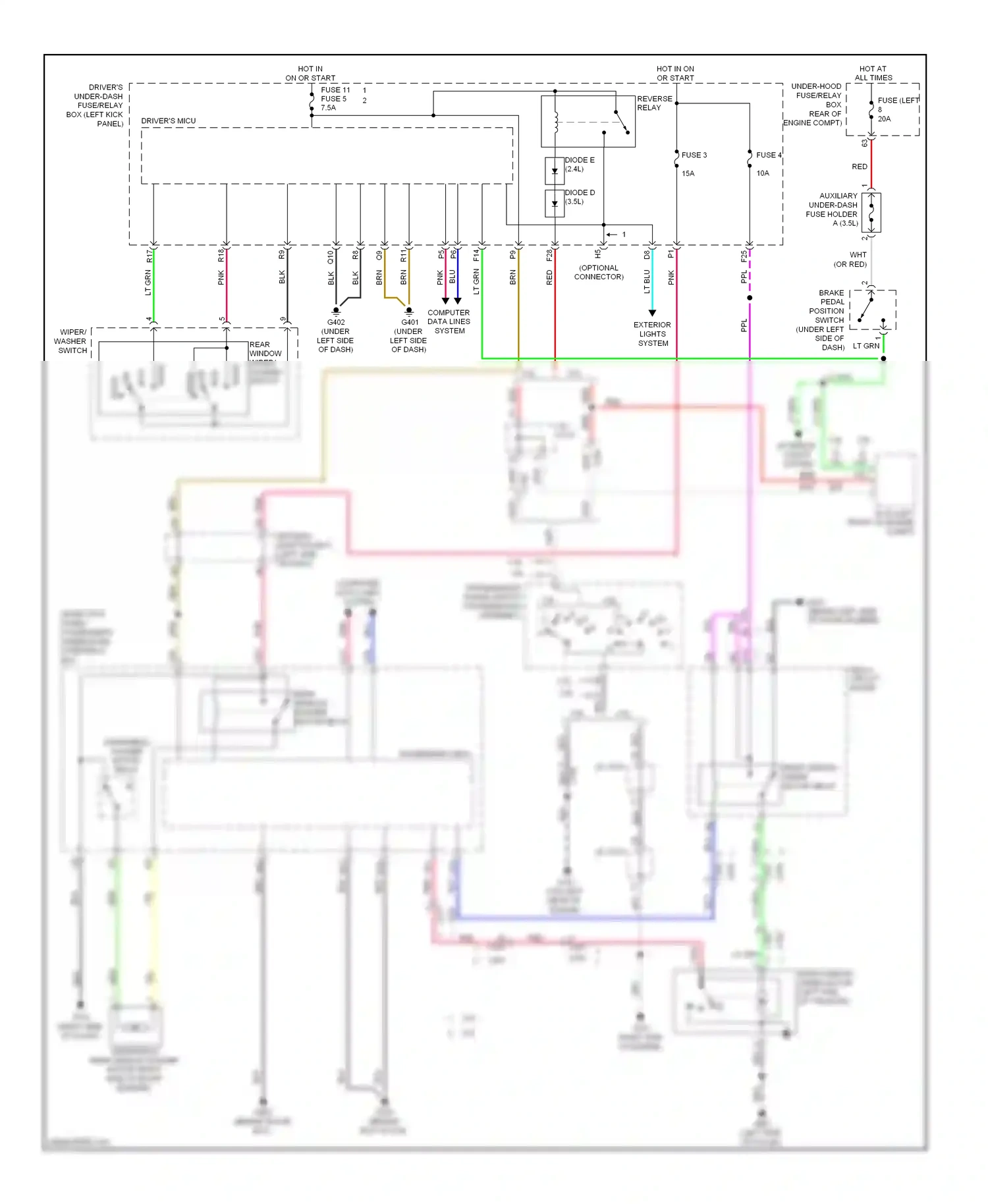 Wiring diagram reverse relay for Honda Crosstour I facelift (2012-2015) (10 of 10)
