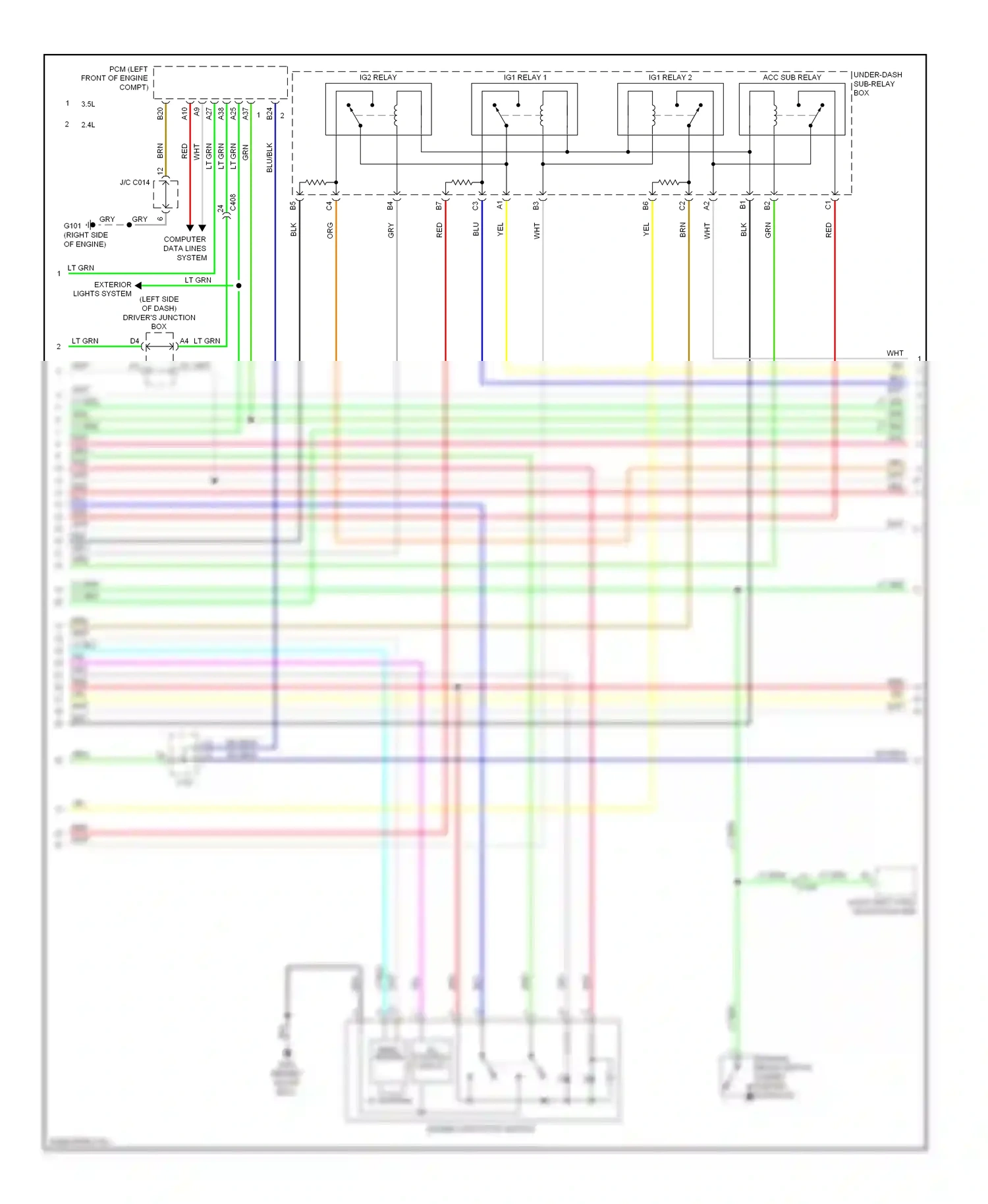 Wiring diagram under-dash sub-relay box for Honda Crosstour I facelift (2012-2015) (2 of 3)