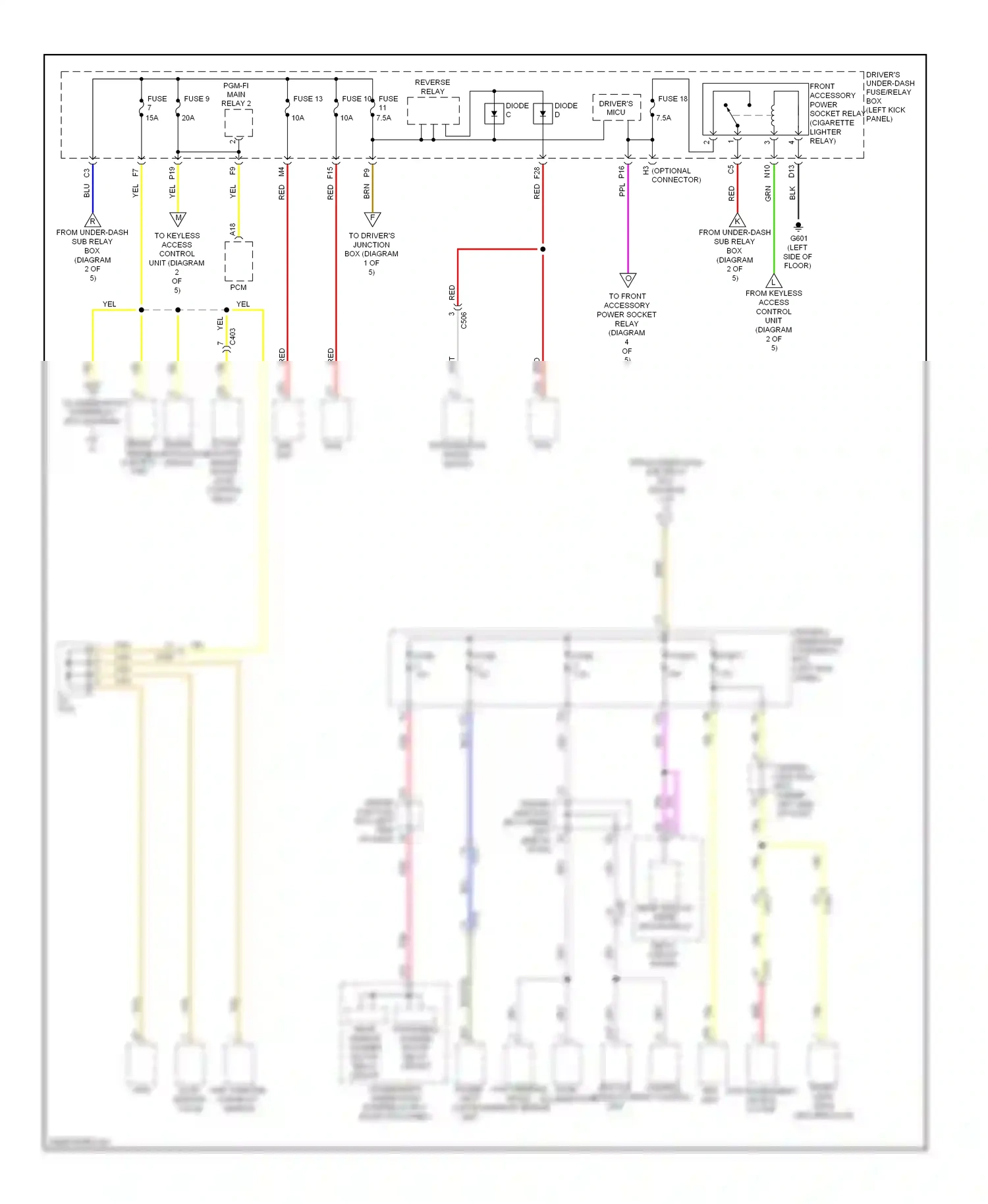Wiring diagram yaw steering rate- angle acceleration sensor sensor for Honda Crosstour I facelift (2012-2015) (1 of 1)