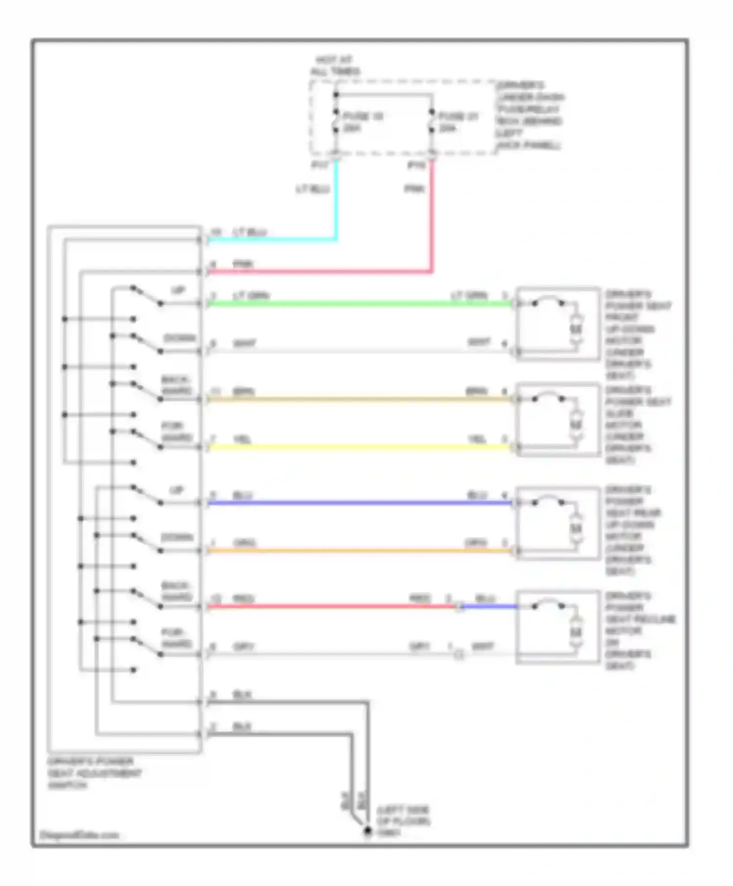 Crosstour Honda I (2009-2012): Driver power seat circuit