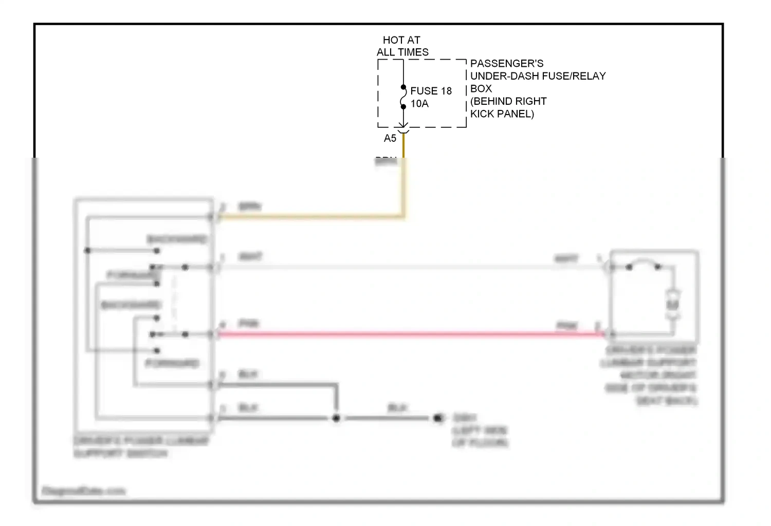 Wiring diagram driver's power lumbar support switch for Honda Crosstour I (2009-2012) (1 of 3)