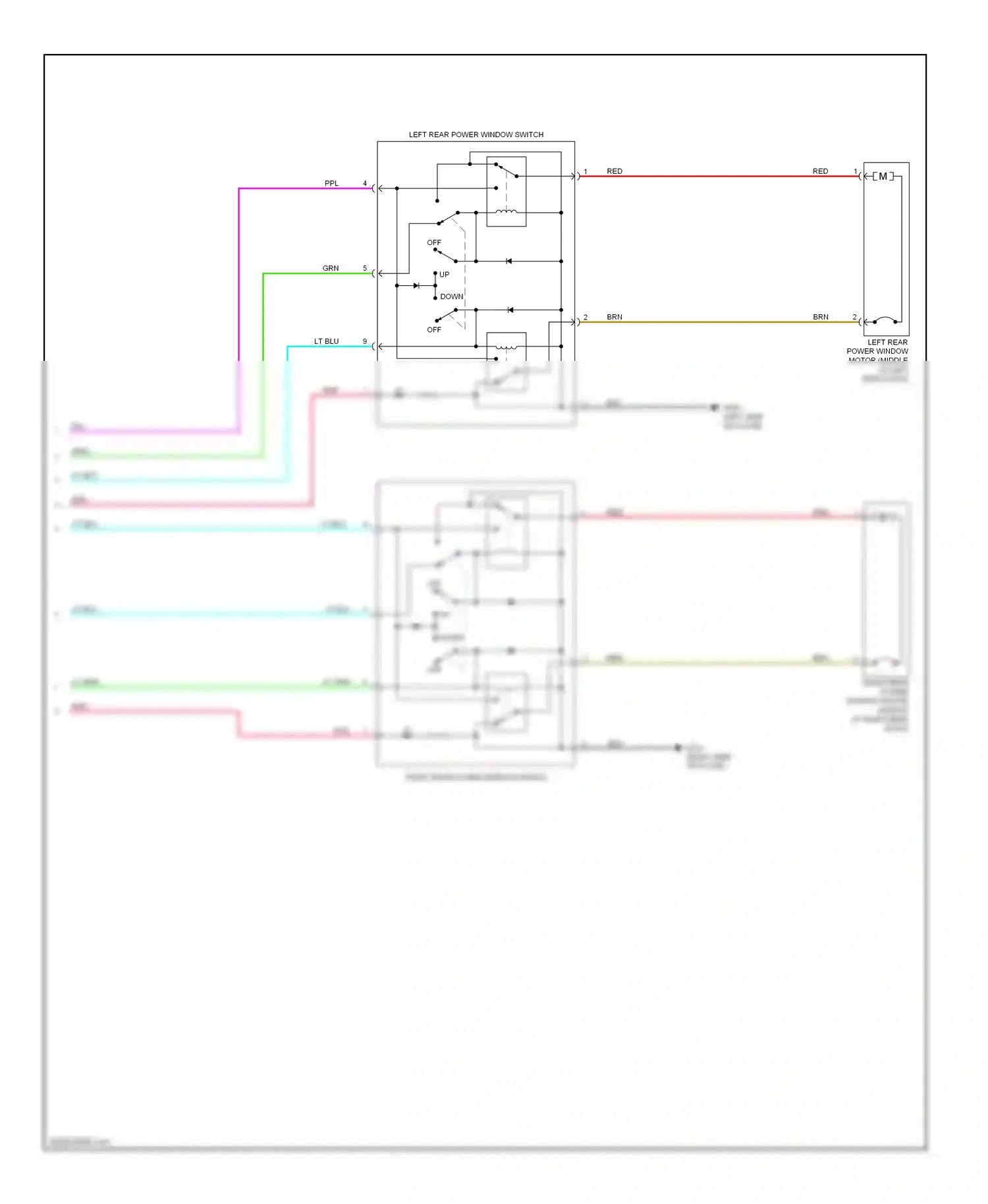 Wiring diagram left rear power window switch for Honda Crosstour I (2009-2012) (2 of 2)