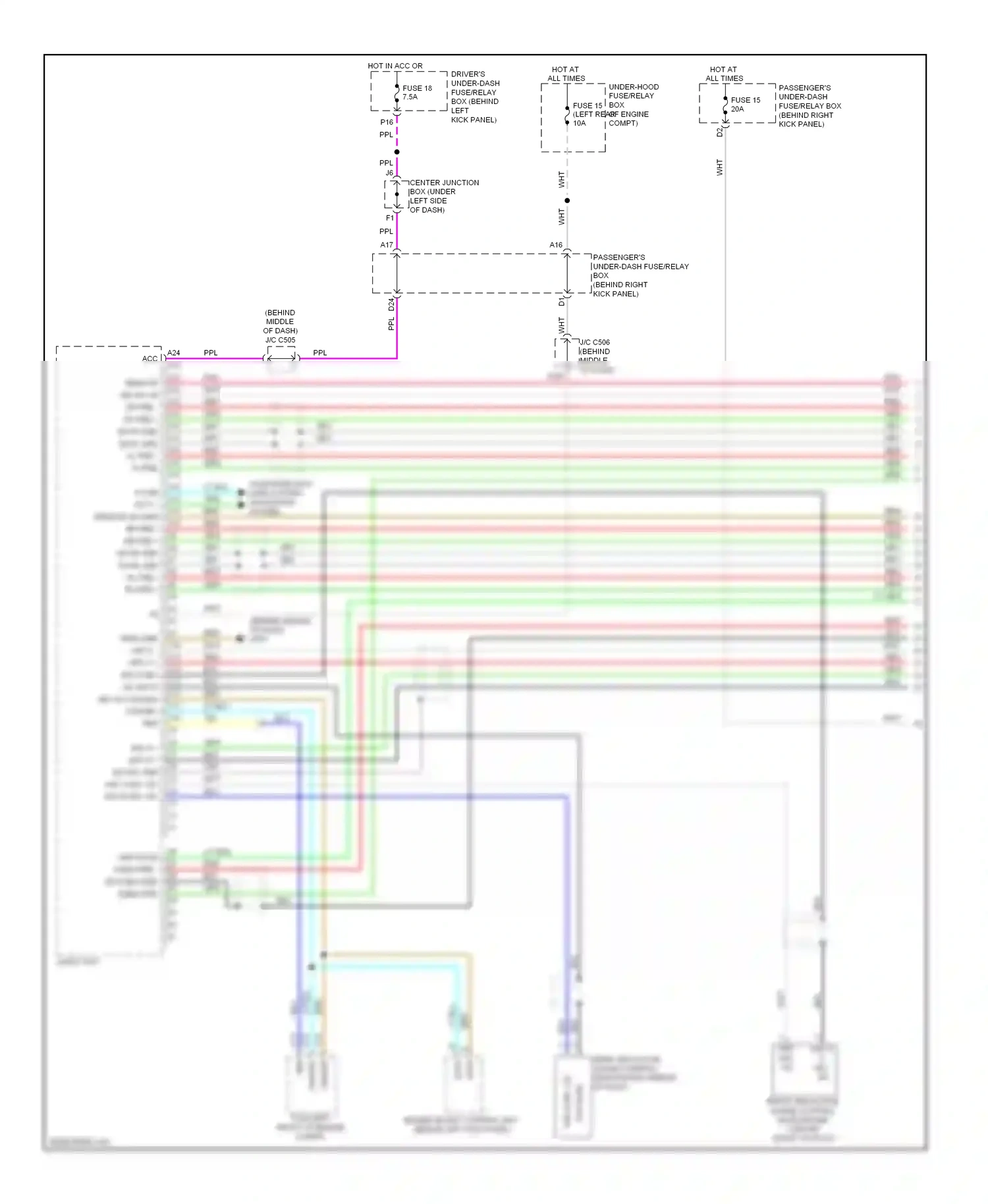 Wiring diagram passenger's under-dash for Honda Crosstour I (2009-2012) (3 of 4)
