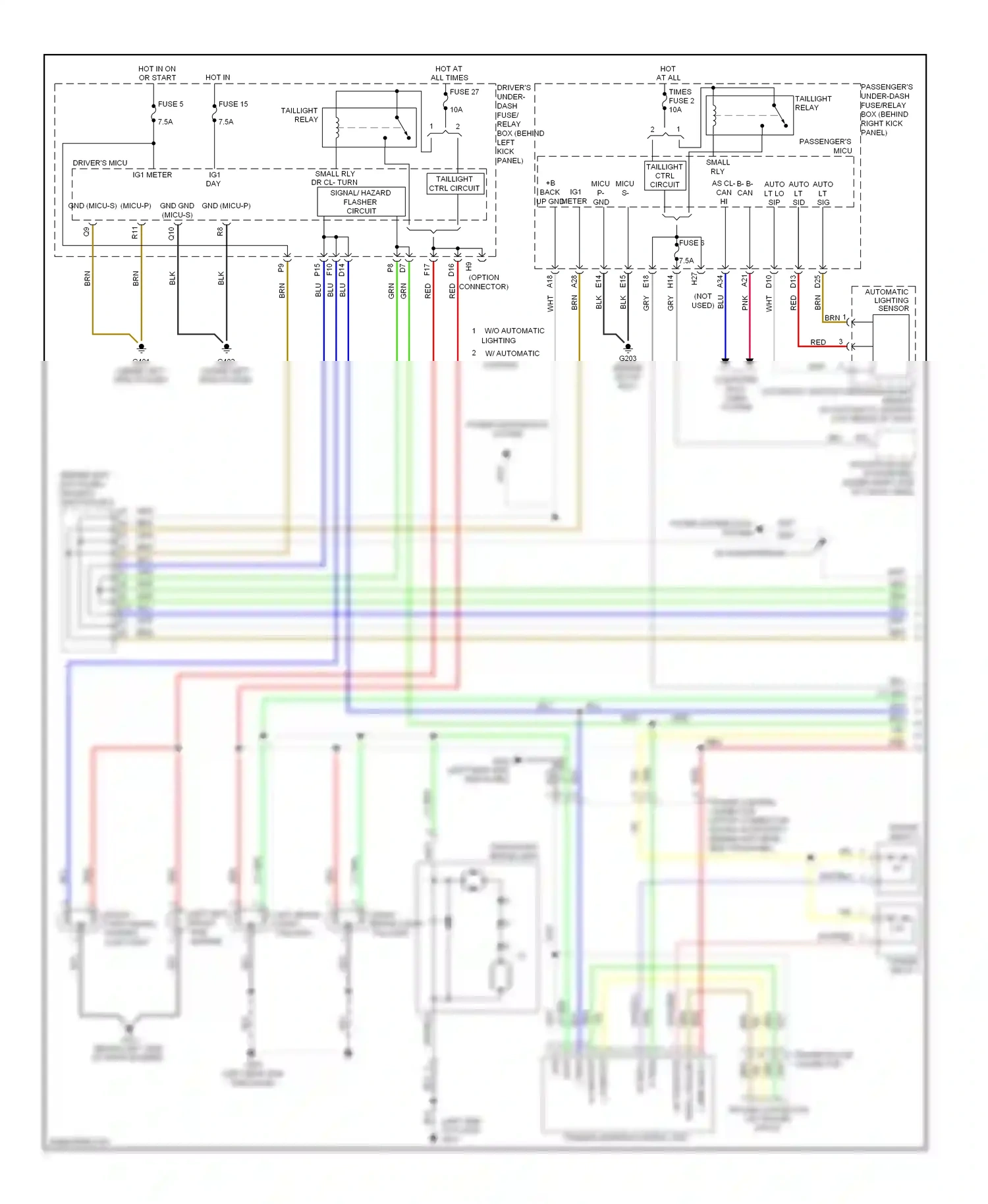 Wiring diagram passenger's under-dash for Honda Crosstour I (2009-2012) (2 of 4)