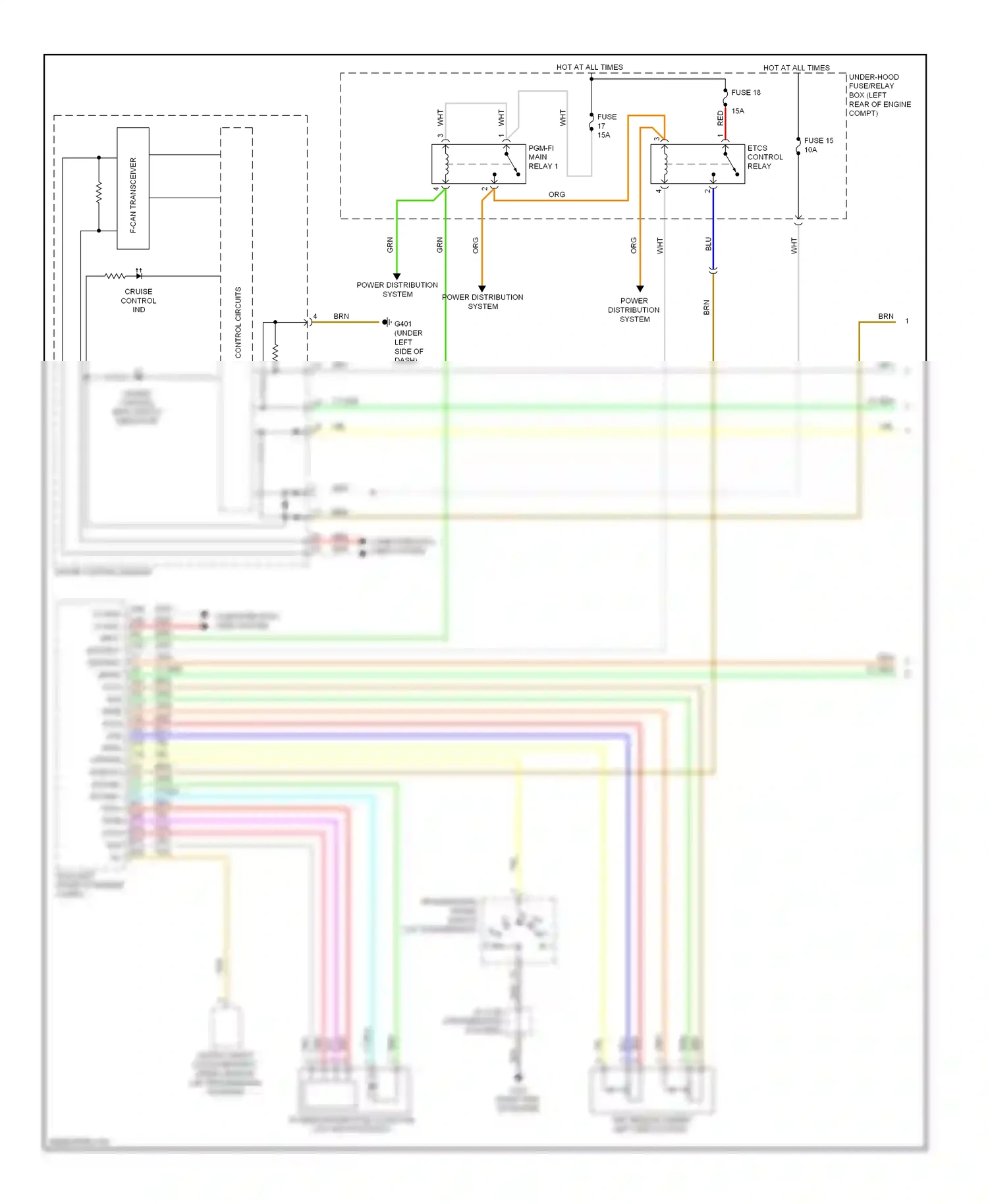 Wiring diagram power distribution system for Honda Crosstour I (2009-2012) (1 of 13)