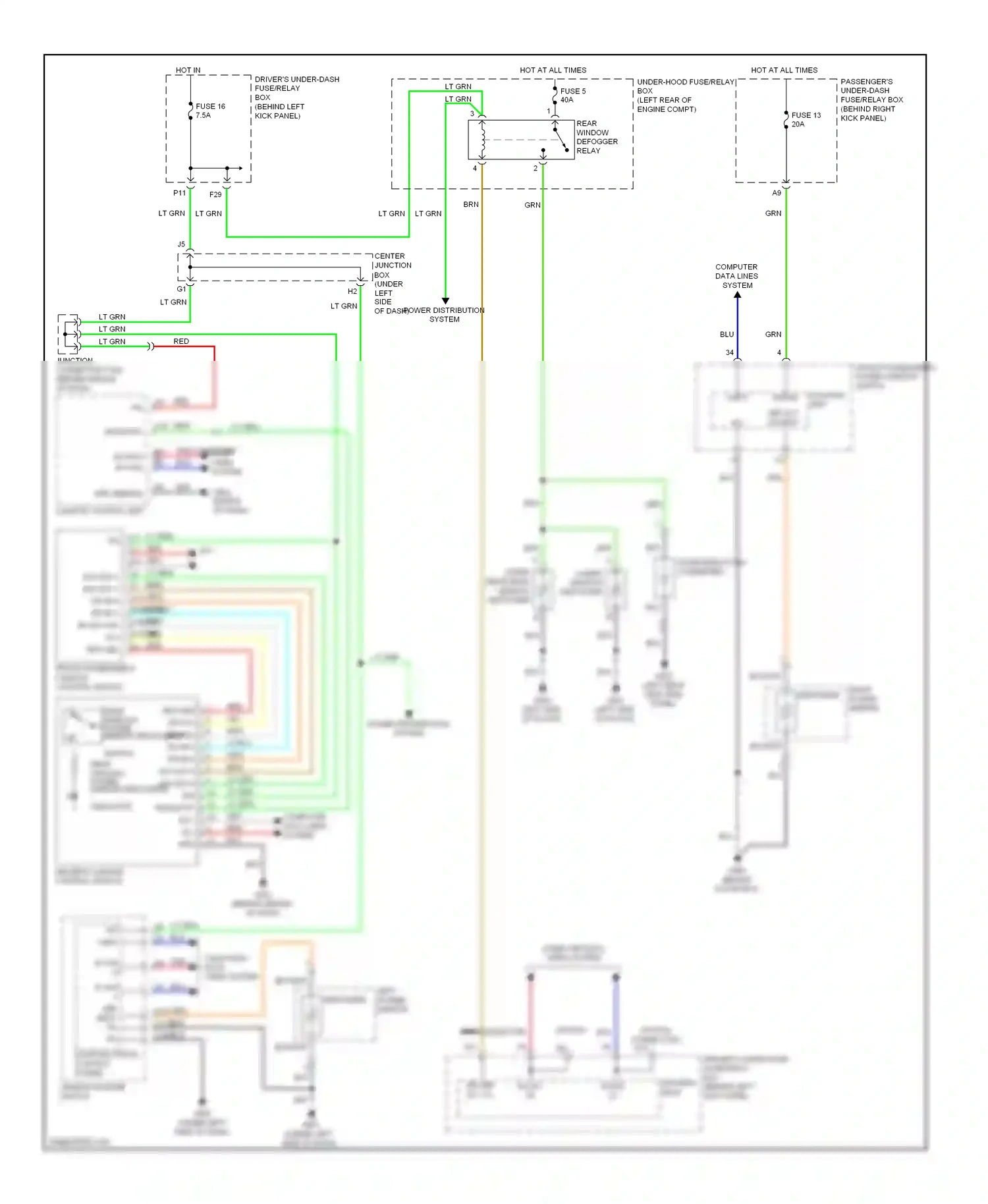 Wiring diagram power distribution system for Honda Crosstour I (2009-2012) (2 of 13)